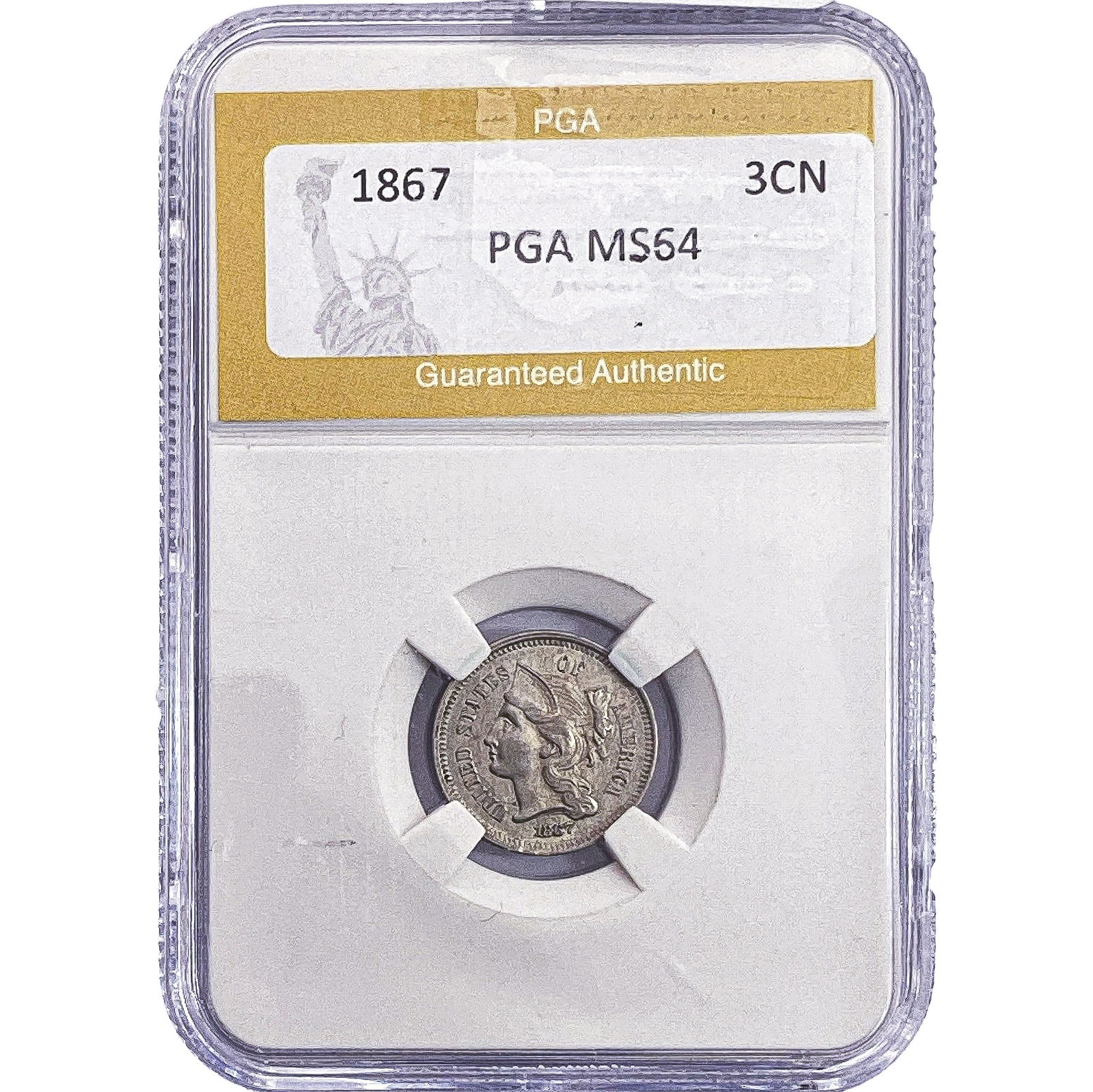1867 Nickel Three Cent PGA MS64: 1867 Nickel Three Cent PGA MS64