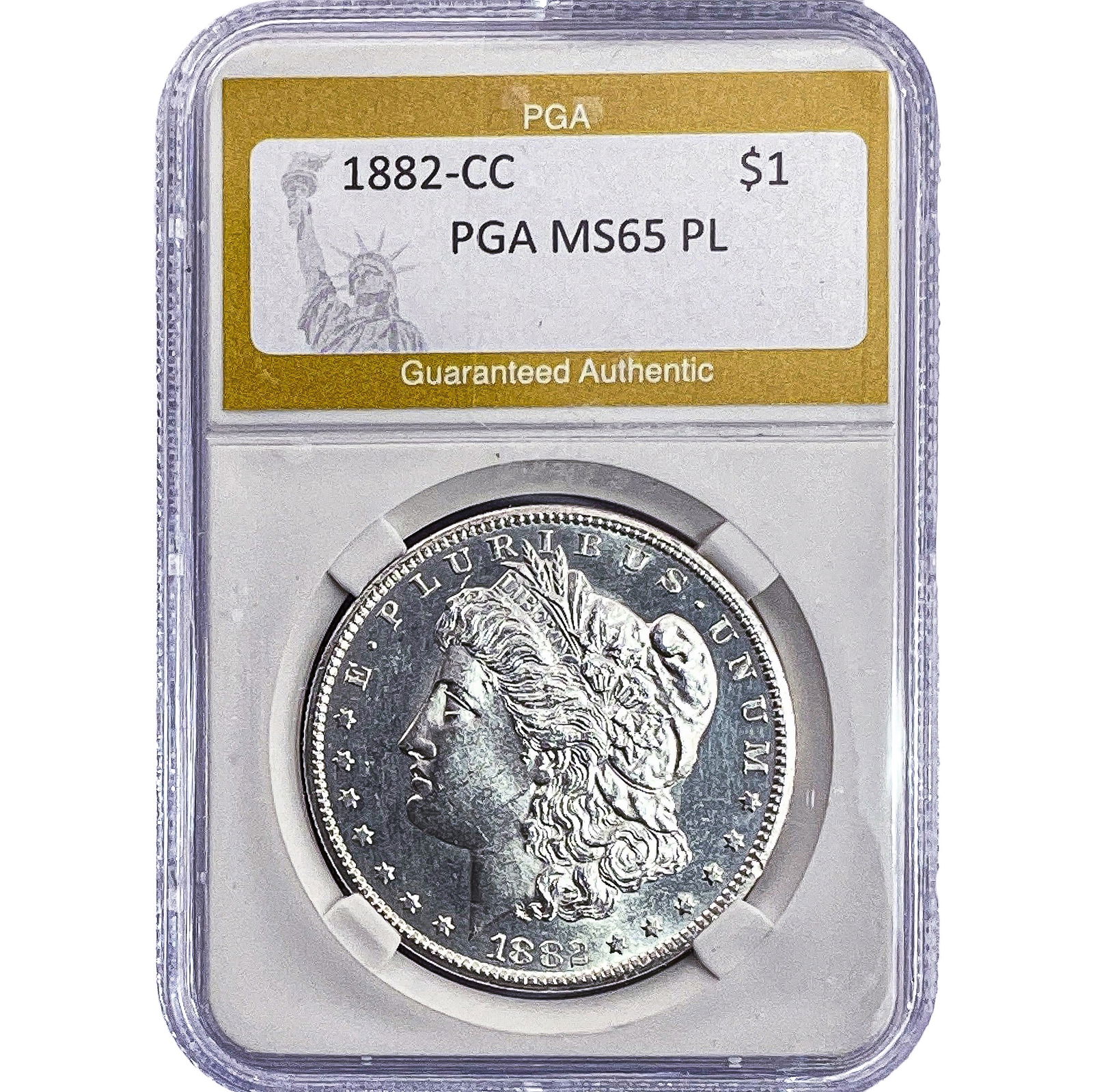 1882-CC Morgan Silver Dollar PGA MS65 PL: 1882-CC Morgan Silver Dollar PGA MS65 PL
