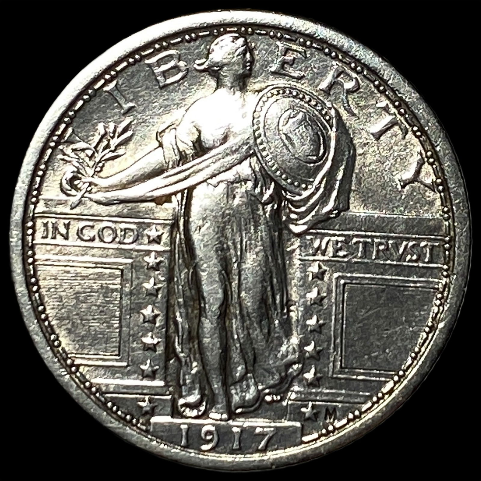 1917 Type 1 Standing Liberty Quarter CLOSELY UNCIRCULATED: 1917 Type 1 Standing Liberty Quarter CLOSELY UNCIRCULATED
