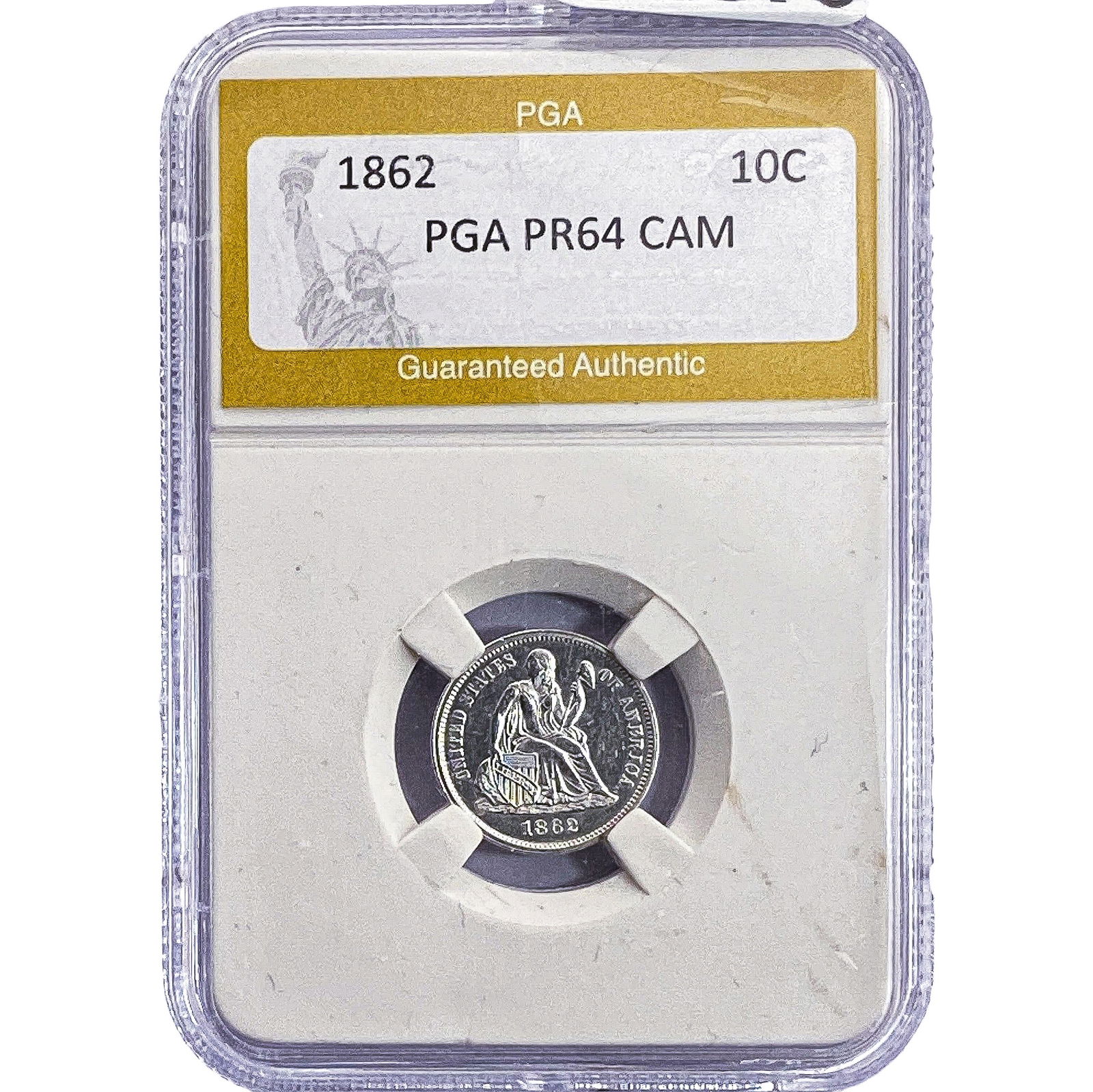 1862 Seated Liberty Dime PGA PR64 CAM: 1862 Seated Liberty Dime PGA PR64 CAM