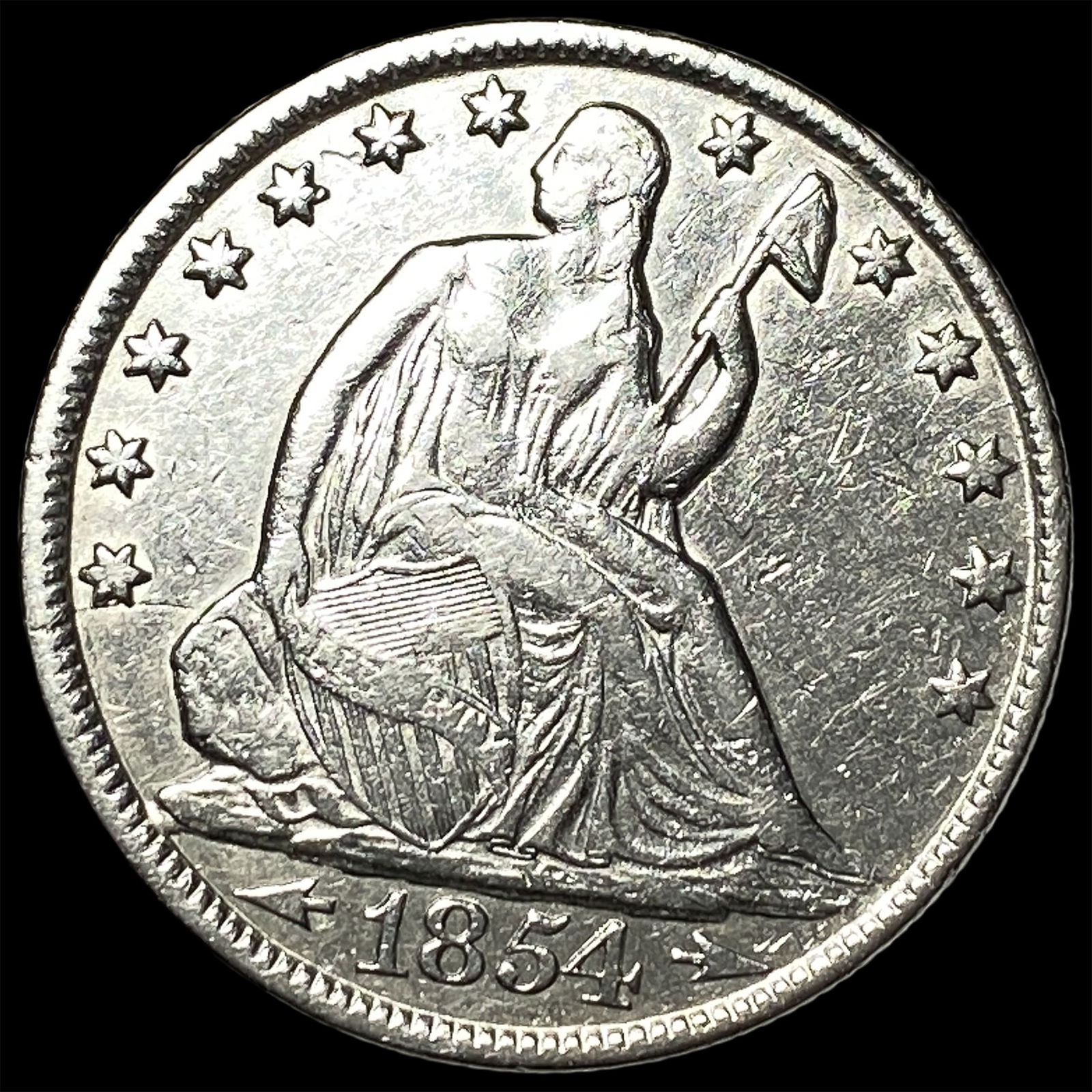 1854-O Silver Half Dollar ABOUT UNCIRCULATED: 1854-O Silver Half Dollar ABOUT UNCIRCULATED