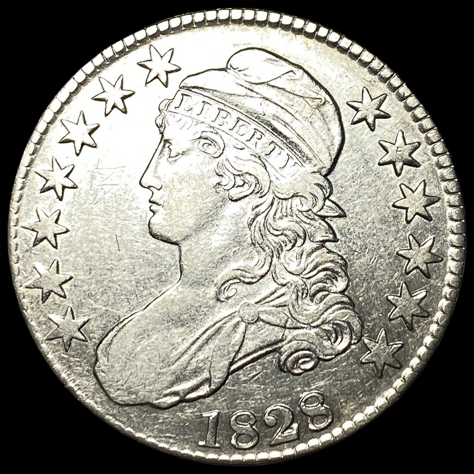 1828 Capped Bust Half Dollar CLOSELY UNCIRCULATED: 1828 Capped Bust Half Dollar CLOSELY UNCIRCULATED