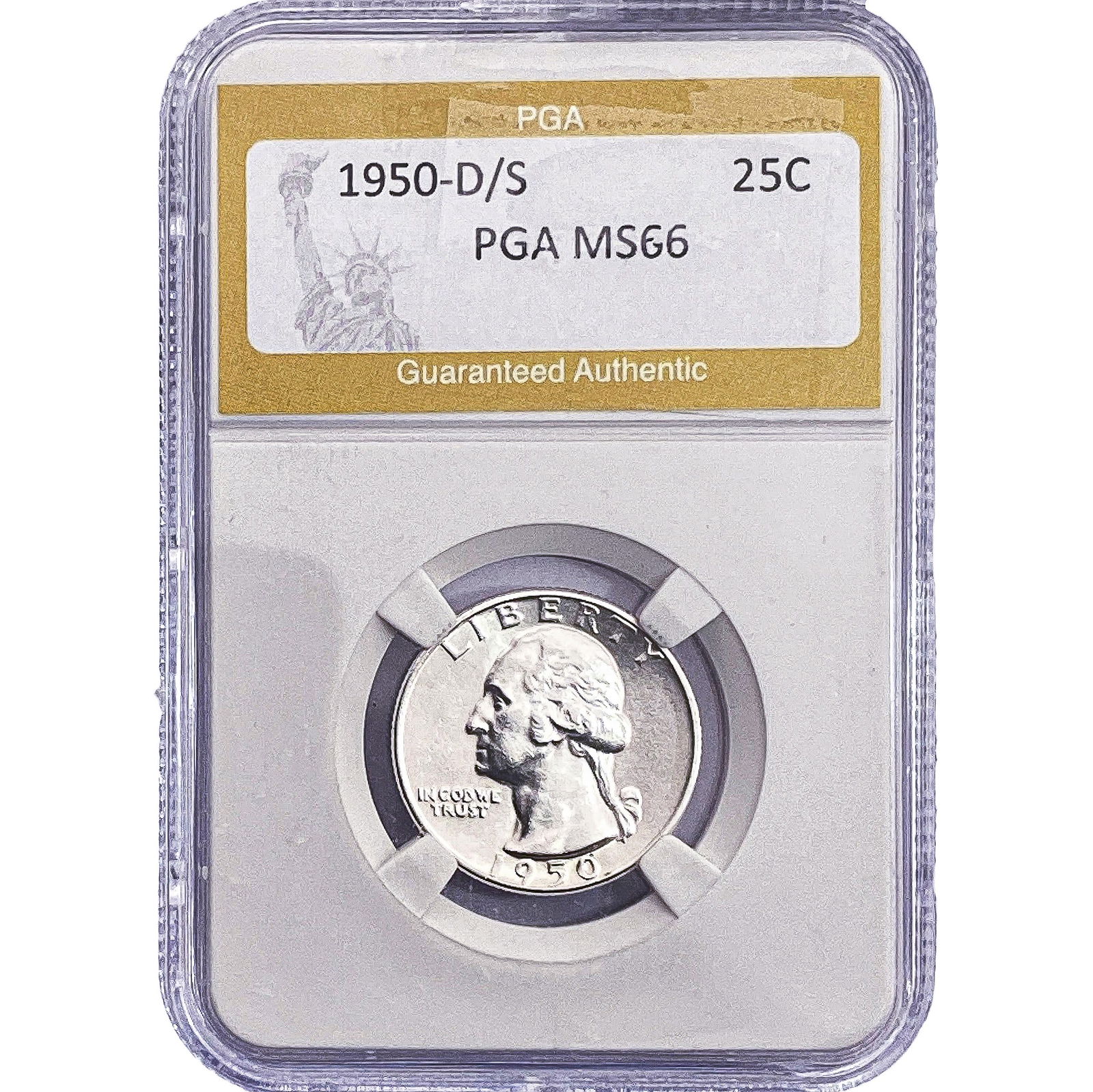 1950-D/S Washington Silver Quarter PGA MS66: 1950-D/S Washington Silver Quarter PGA MS66