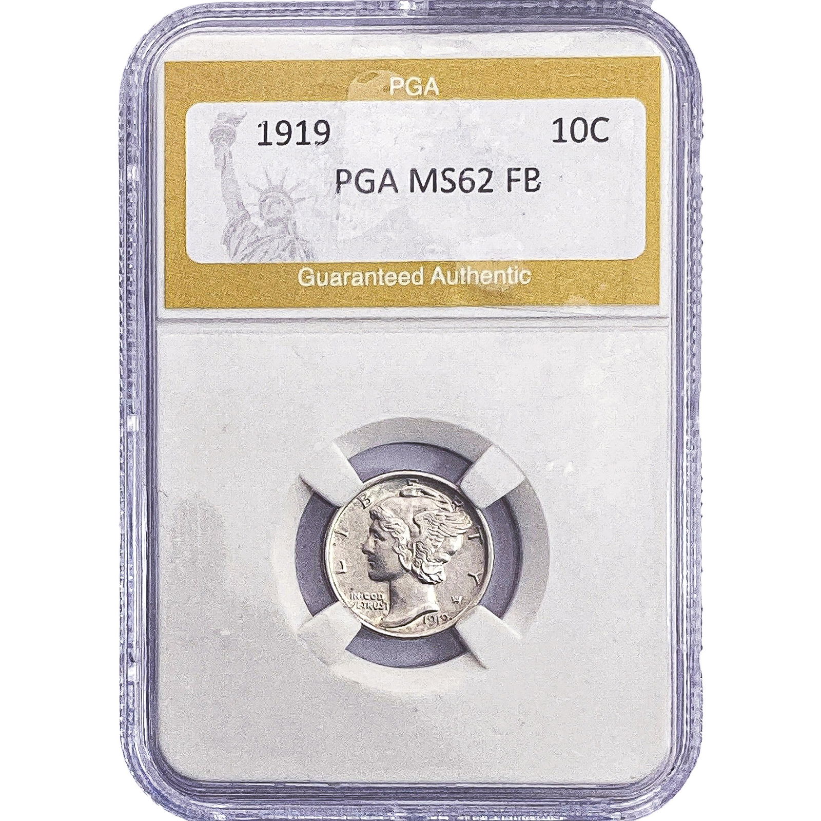 1919 Mercury Silver Dime PGA MS62 FB: 1919 Mercury Silver Dime PGA MS62 FB
