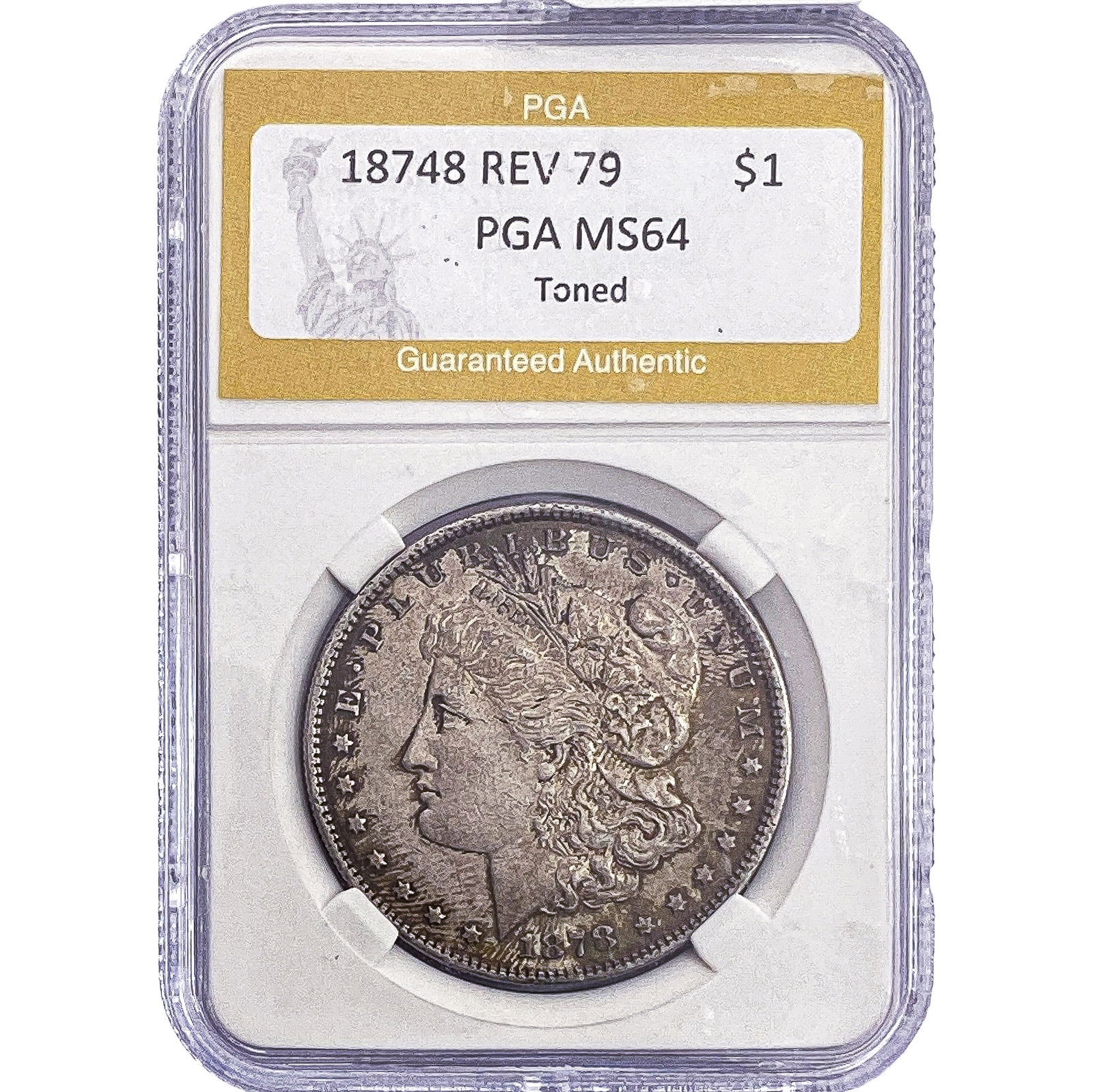 18748 REV 79 Morgan Silver Dollar PGA MS64 Toned: 18748 REV 79 Morgan Silver Dollar PGA MS64 Toned
