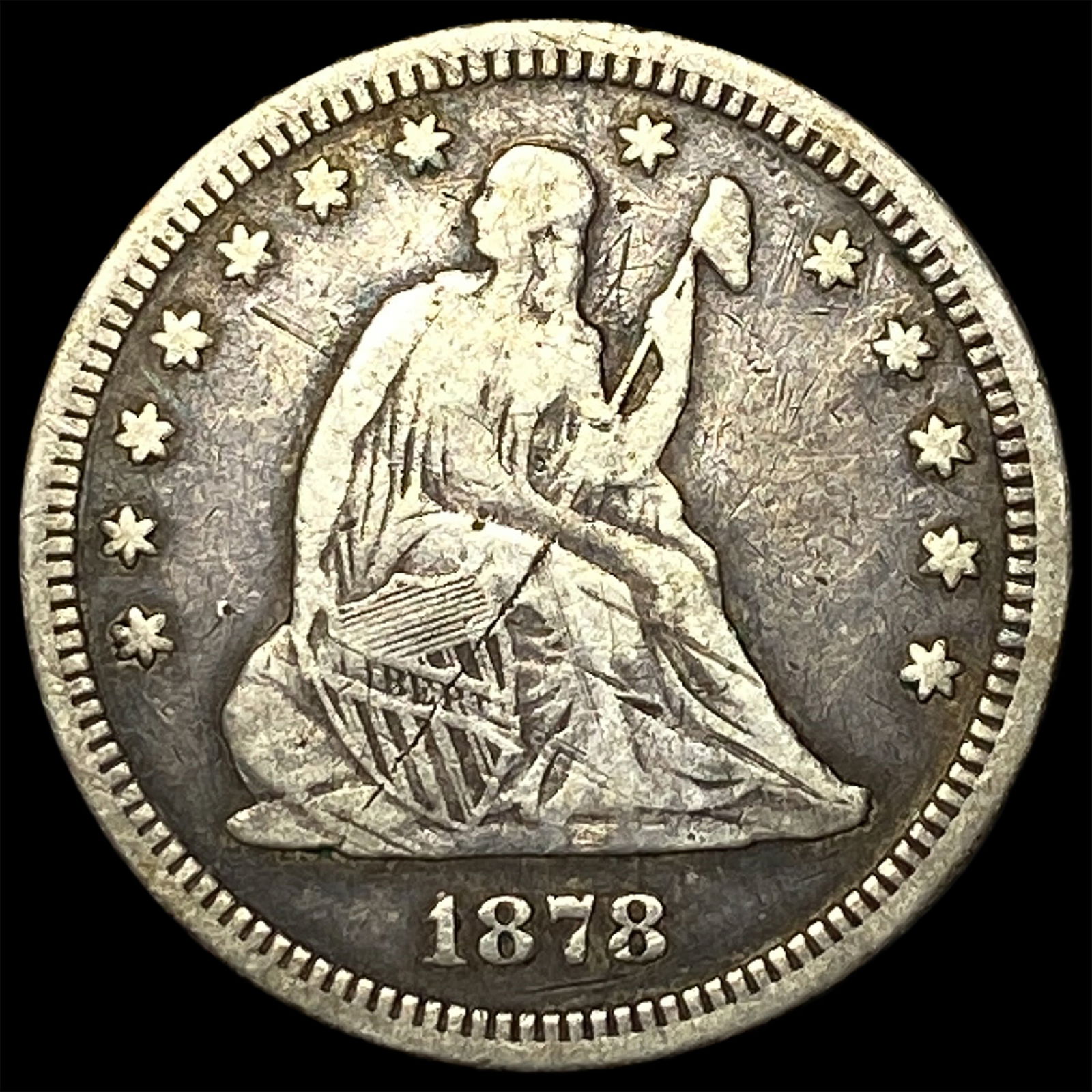 1878 Silver Seated Liberty Quarter NICELY CIRCULATED: 1878 Silver Seated Liberty Quarter NICELY CIRCULATED