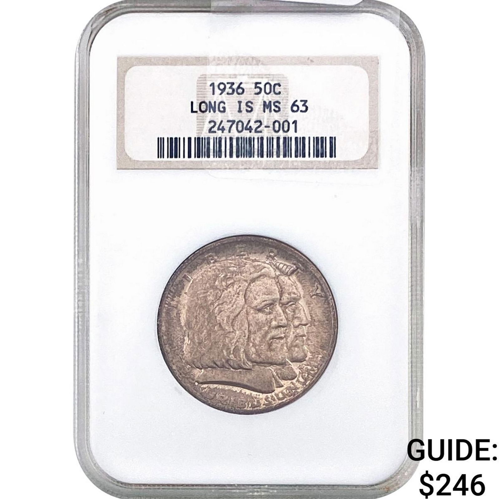 1936 Long Island Half Dollar NGC MS63: 1936 Long Island Half Dollar NGC MS63