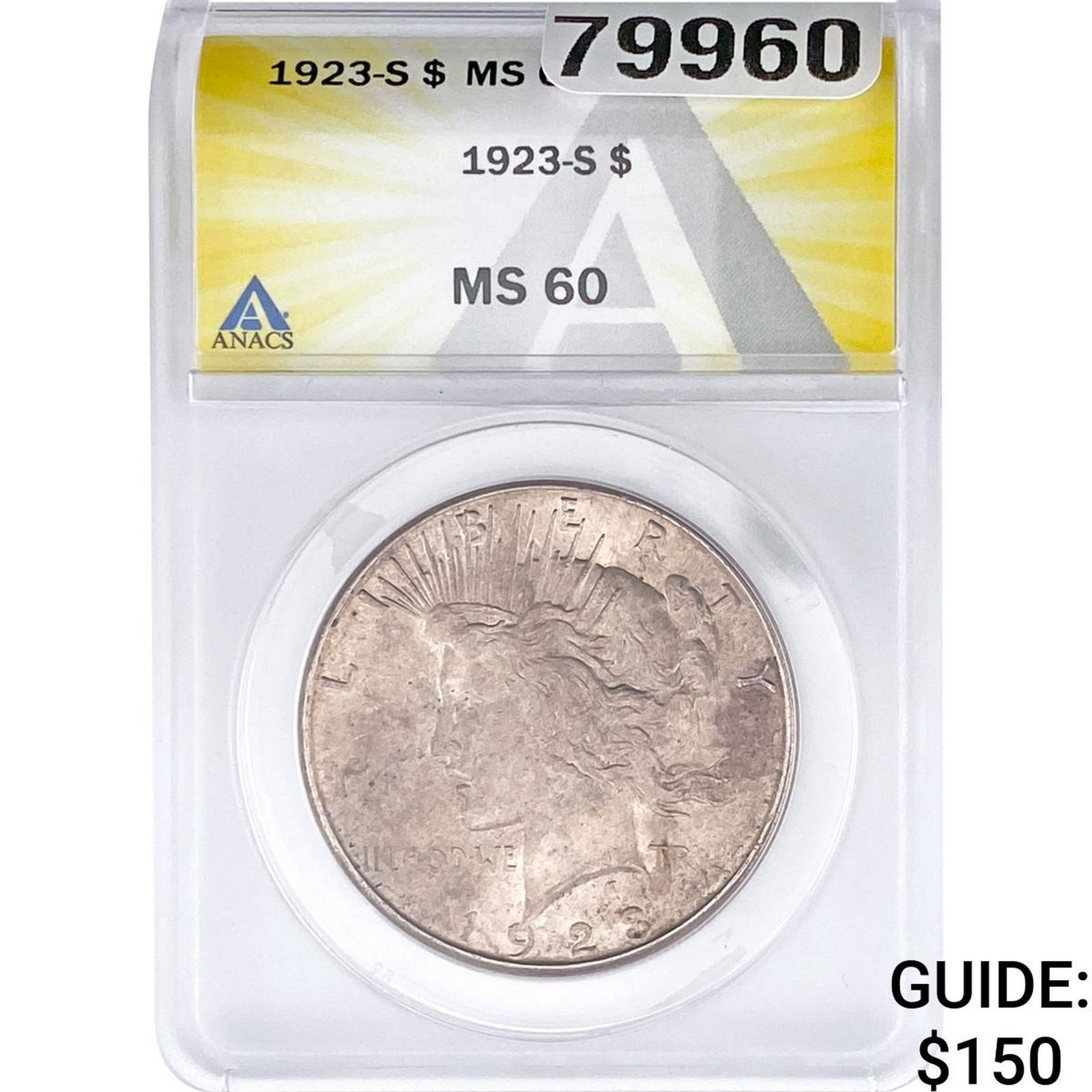 1923-S Silver Peace Dollar ANACS MS60 (1 of 2)