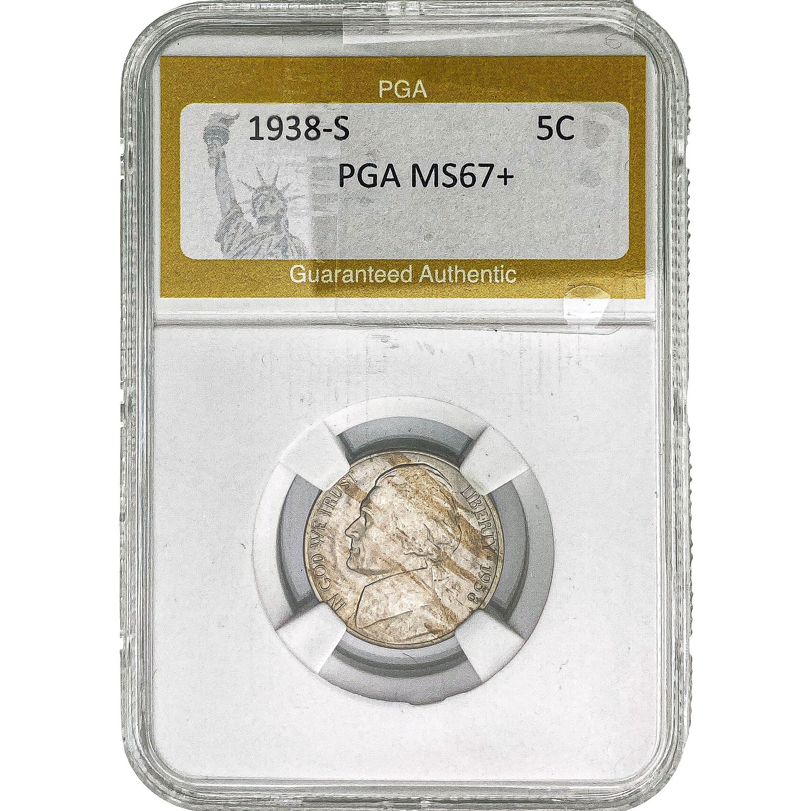 1938-S Jefferson Nickel PGA MS67+: 1938-S Jefferson Nickel PGA MS67+