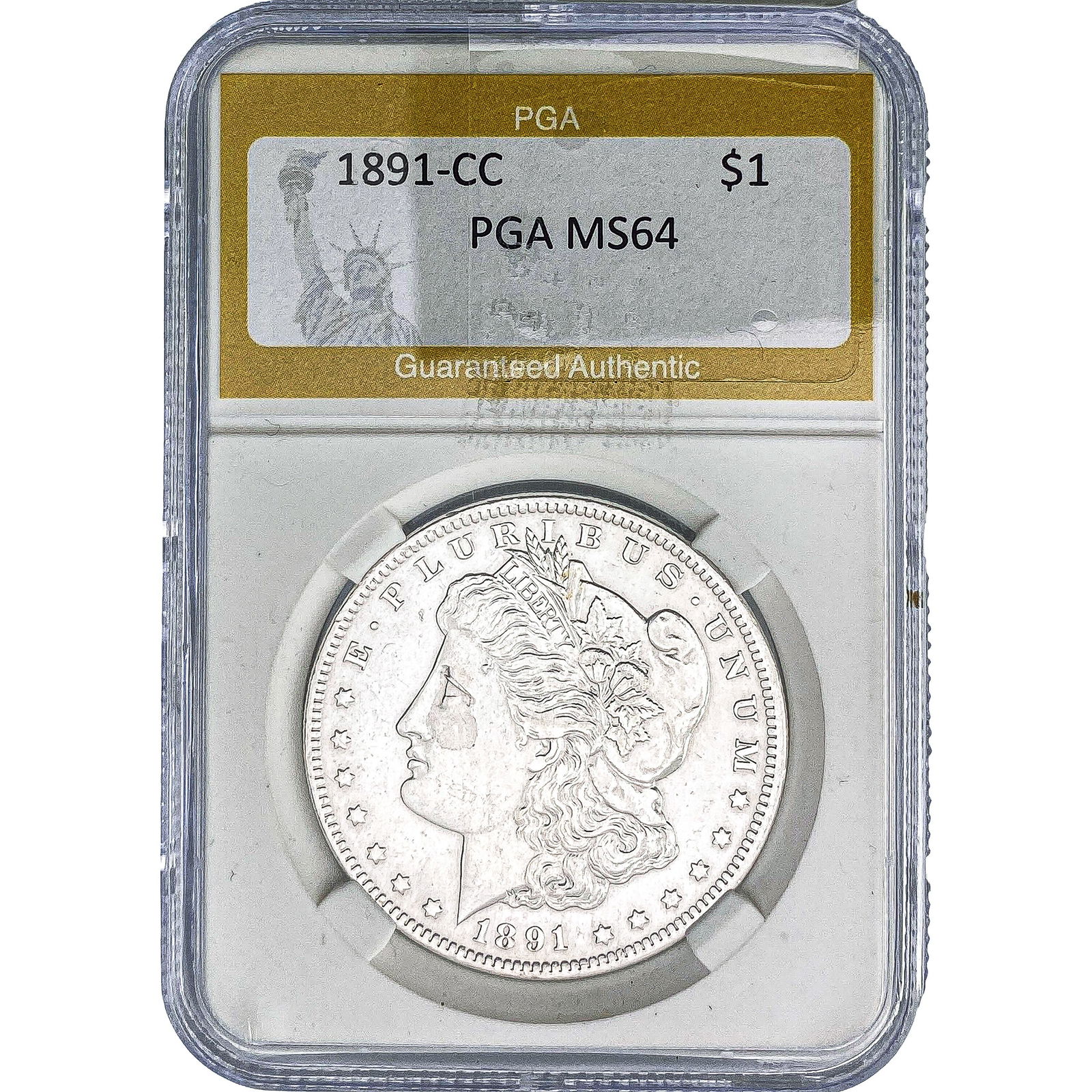 1891-CC Morgan Silver Dollar PGA MS64: 1891-CC Morgan Silver Dollar PGA MS64