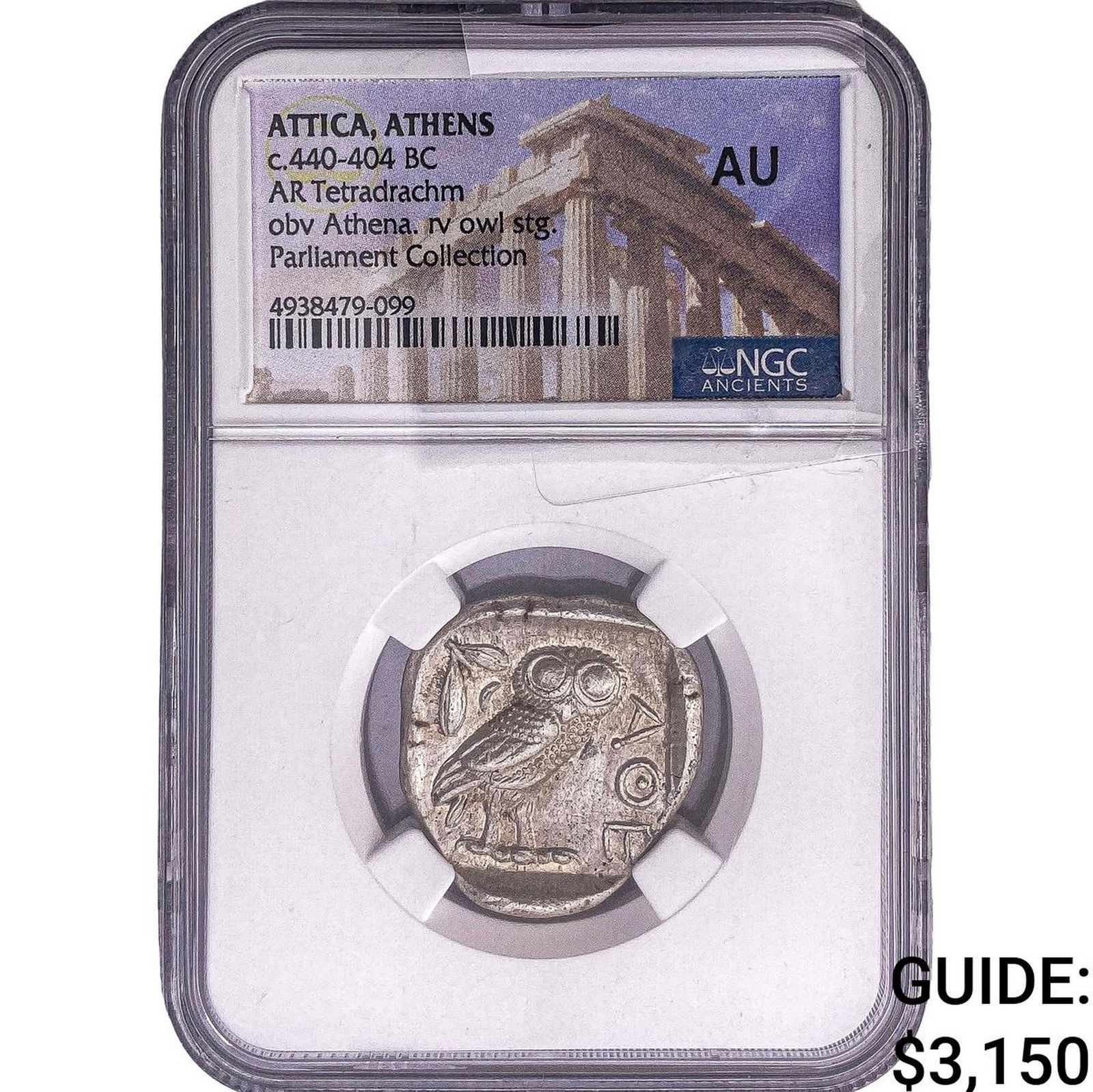 Attica, Athens 440-404 BC Silver Tetradrachm NGC AU: Attica, Athens 440-404 BC Silver Tetradrachm NGC AU
