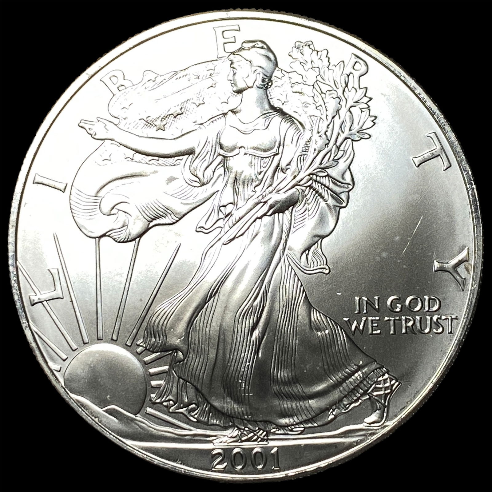 2001 1 oz Silver American Eagle $1 SUPERB GEM BU (1 of 2)