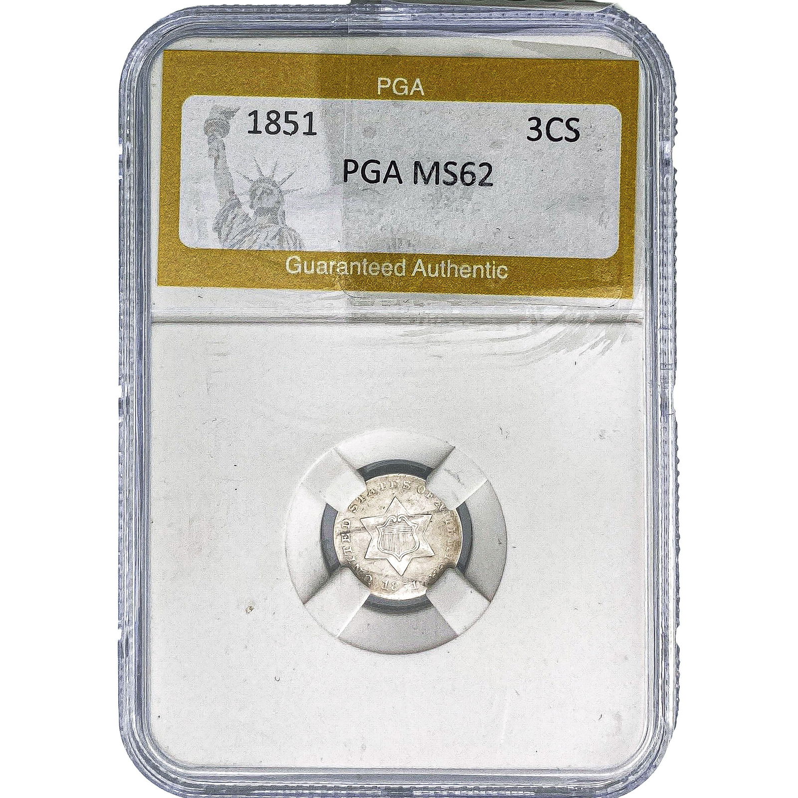 1851 Silver Three Cent PGA MS62: 1851 Silver Three Cent PGA MS62