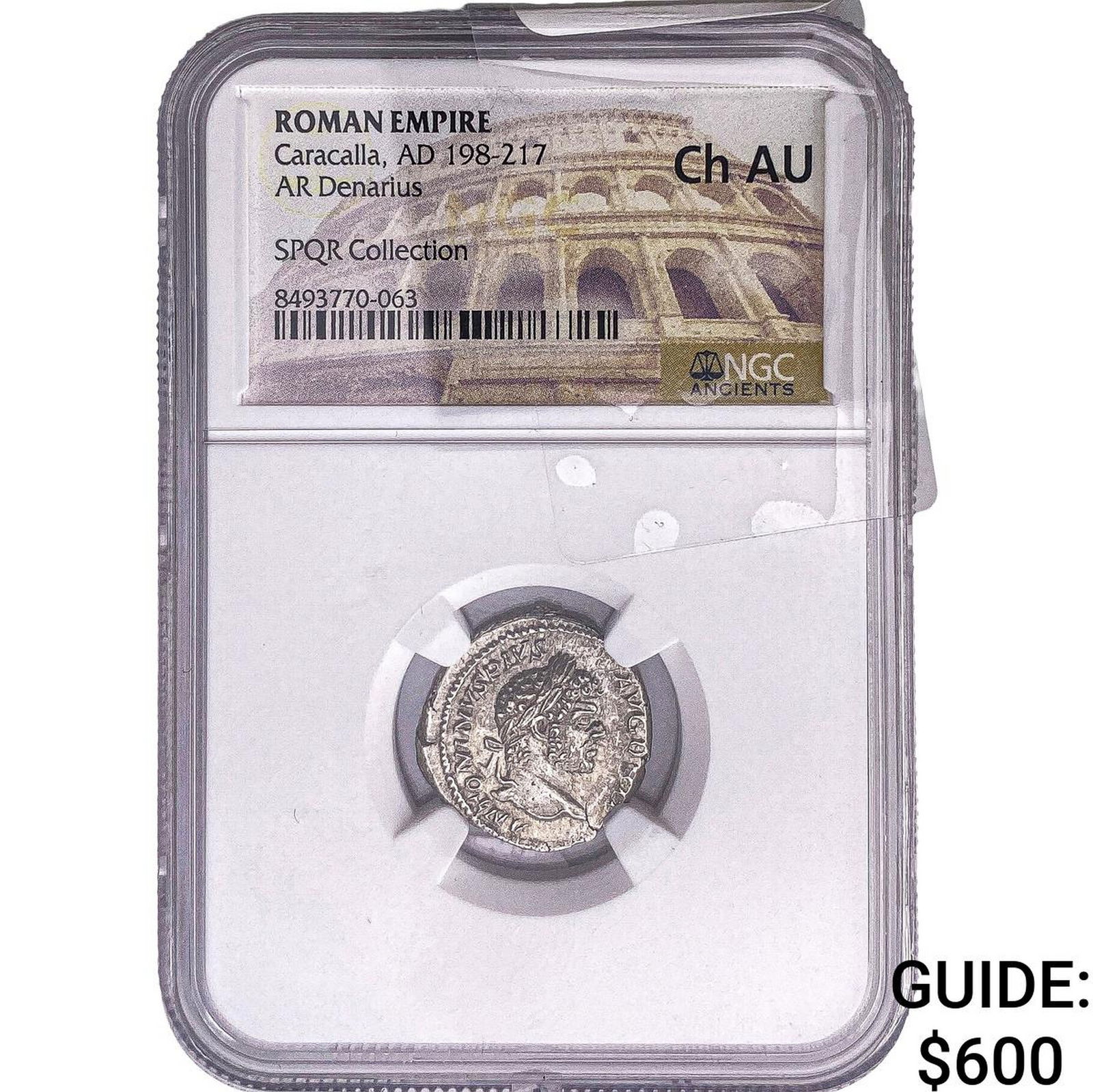 Roman Empire Caracalla 198-217 AD Silver Denarius NGC Ch AU: Roman Empire Caracalla 198-217 AD Silver Denarius NGC Ch AU