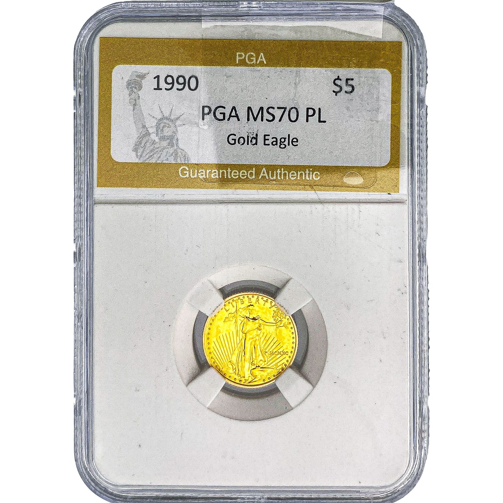 1990 1/10oz $5 Gold Eagle PGA MS70 PL: 1990 1/10oz $5 Gold Eagle PGA MS70 PL