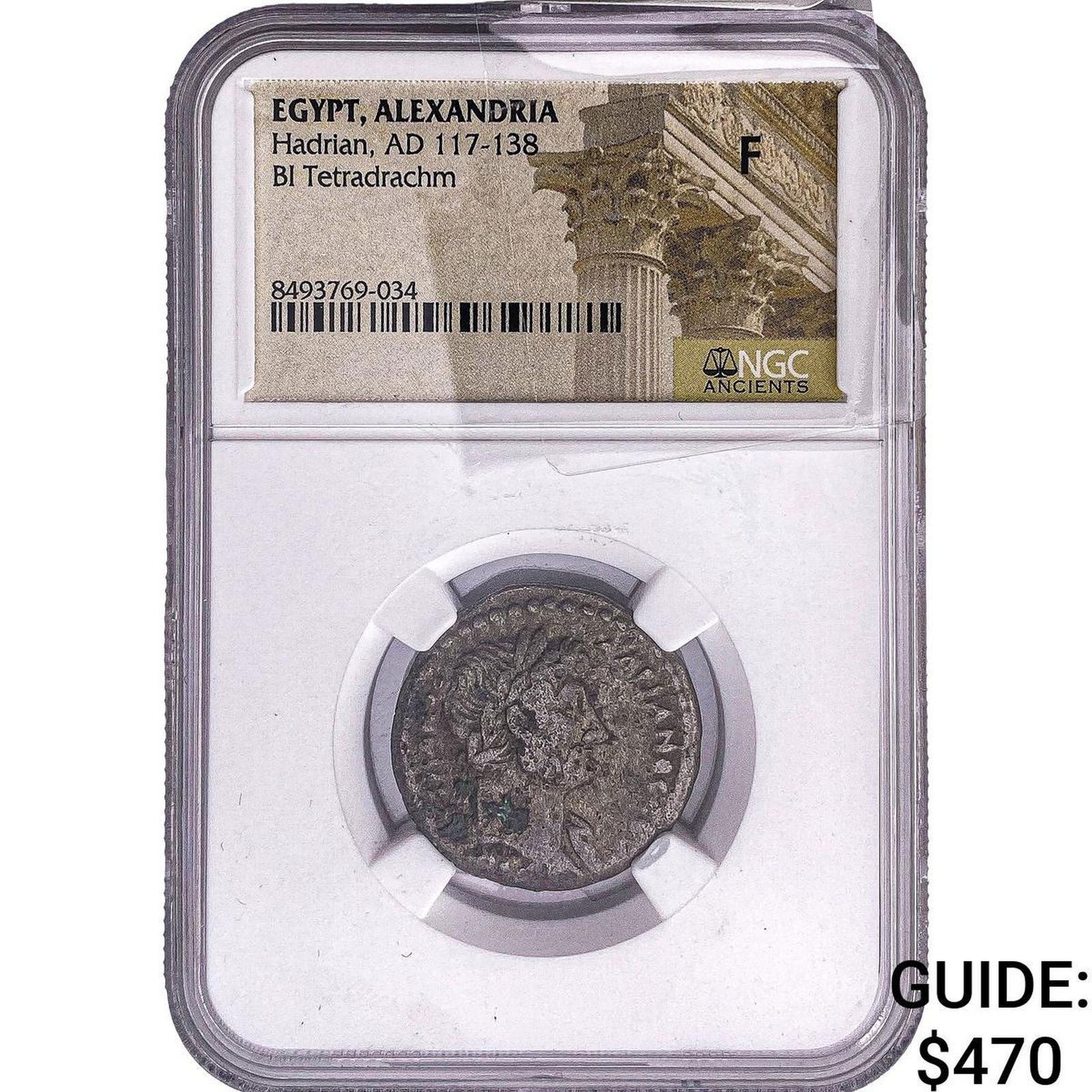 Roman Egypt Hadrian 117-138 AD Bi Tetradrachm NGC F: Roman Egypt Hadrian 117-138 AD Bi Tetradrachm NGC F