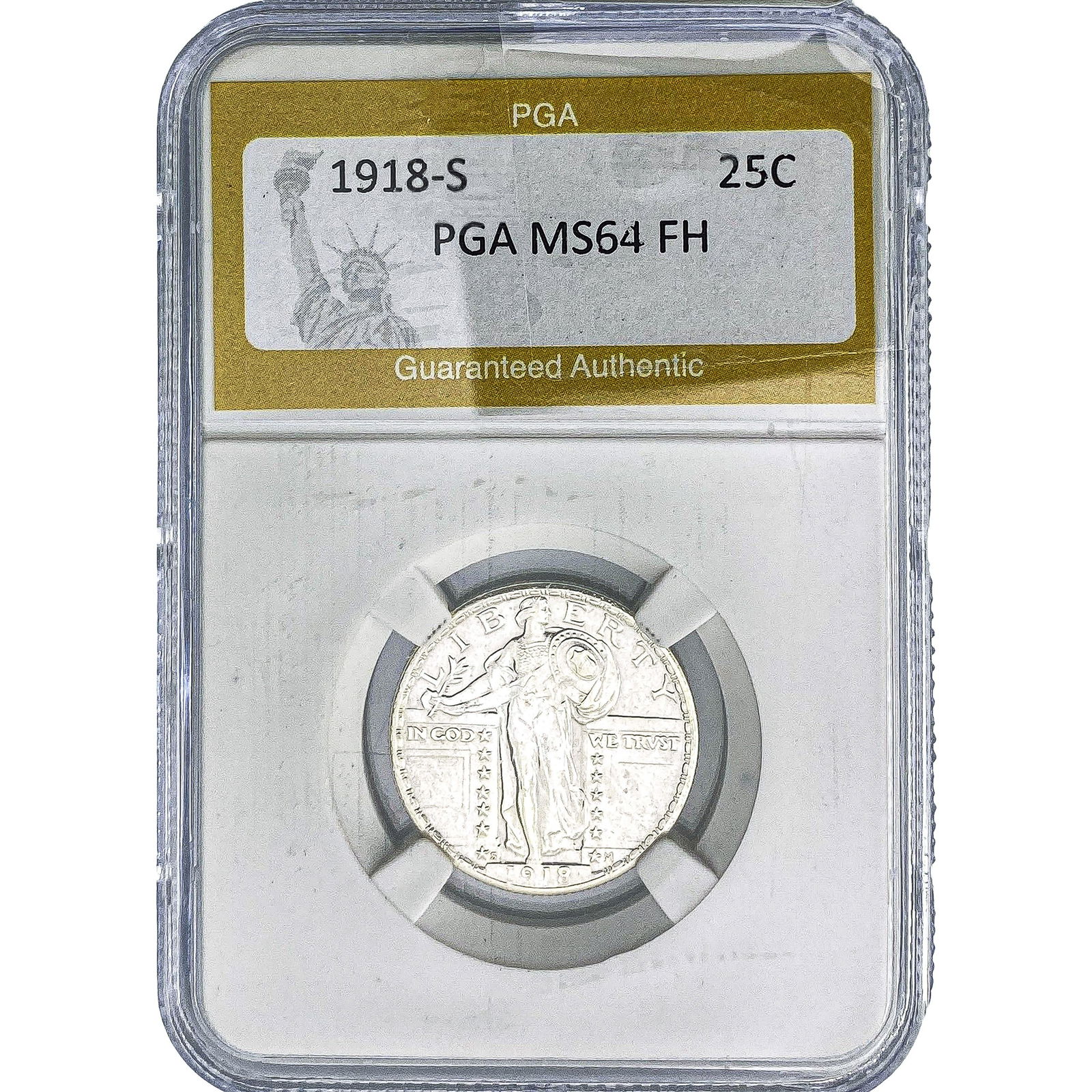 1918-S Standing Liberty Quarter PGA MS64 FH: 1918-S Standing Liberty Quarter PGA MS64 FH