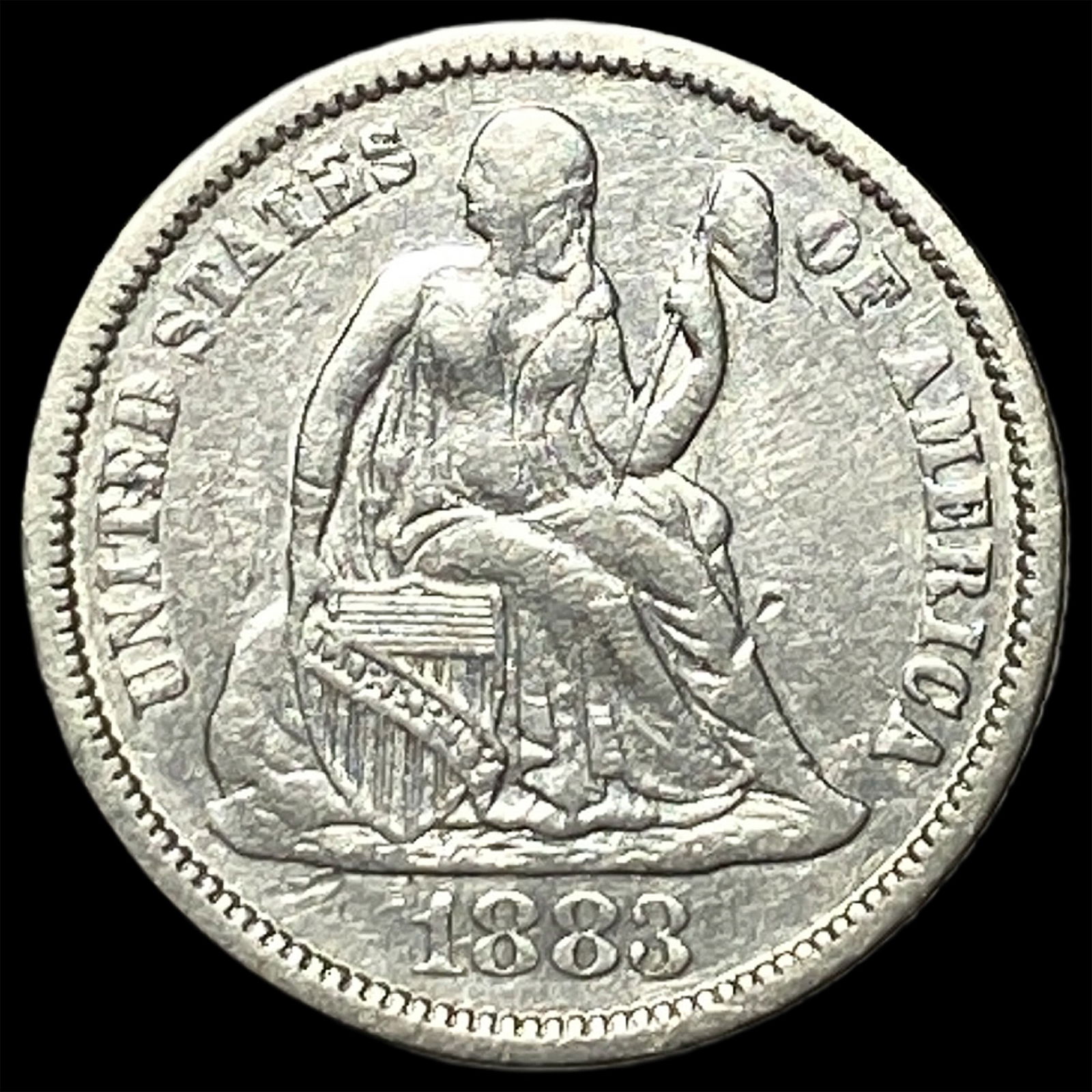 1883 Silver Seated Liberty Dime CLOSELY UNCIRCULATED (1 of 2)