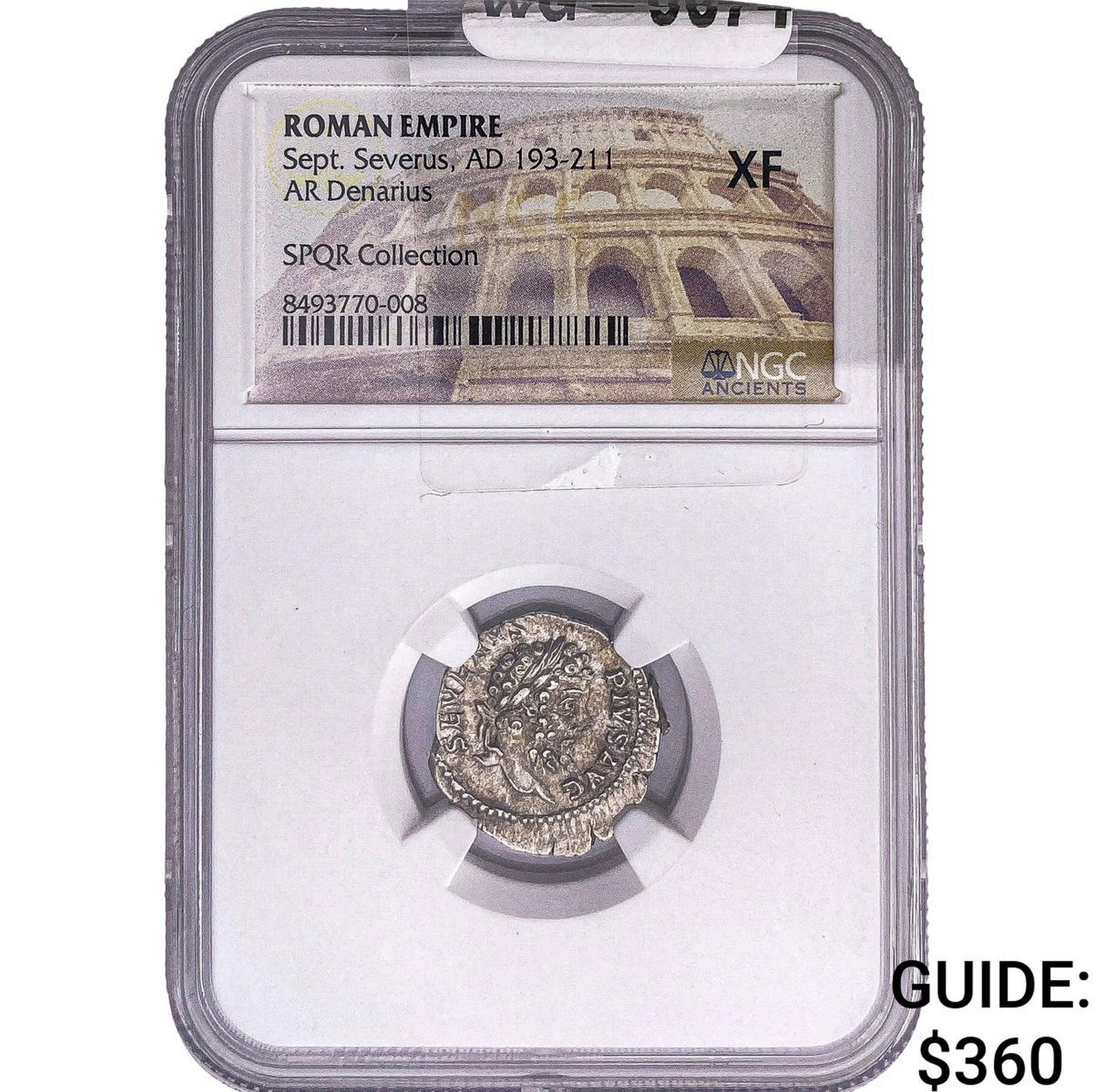 Roman Empire Sept. Severus 193-211 AD Silver Denarius NGC XF (1 of 2)