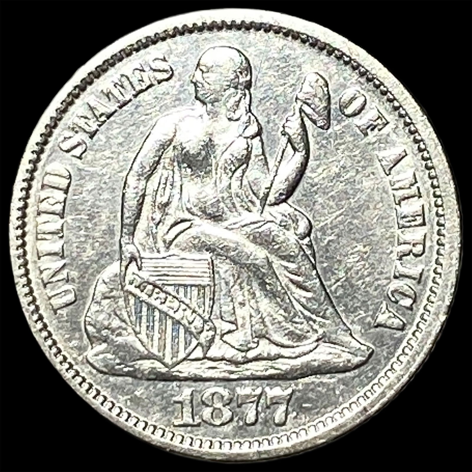 1877 Seated Liberty Dime CLOSELY UNCIRCULATED (1 of 2)