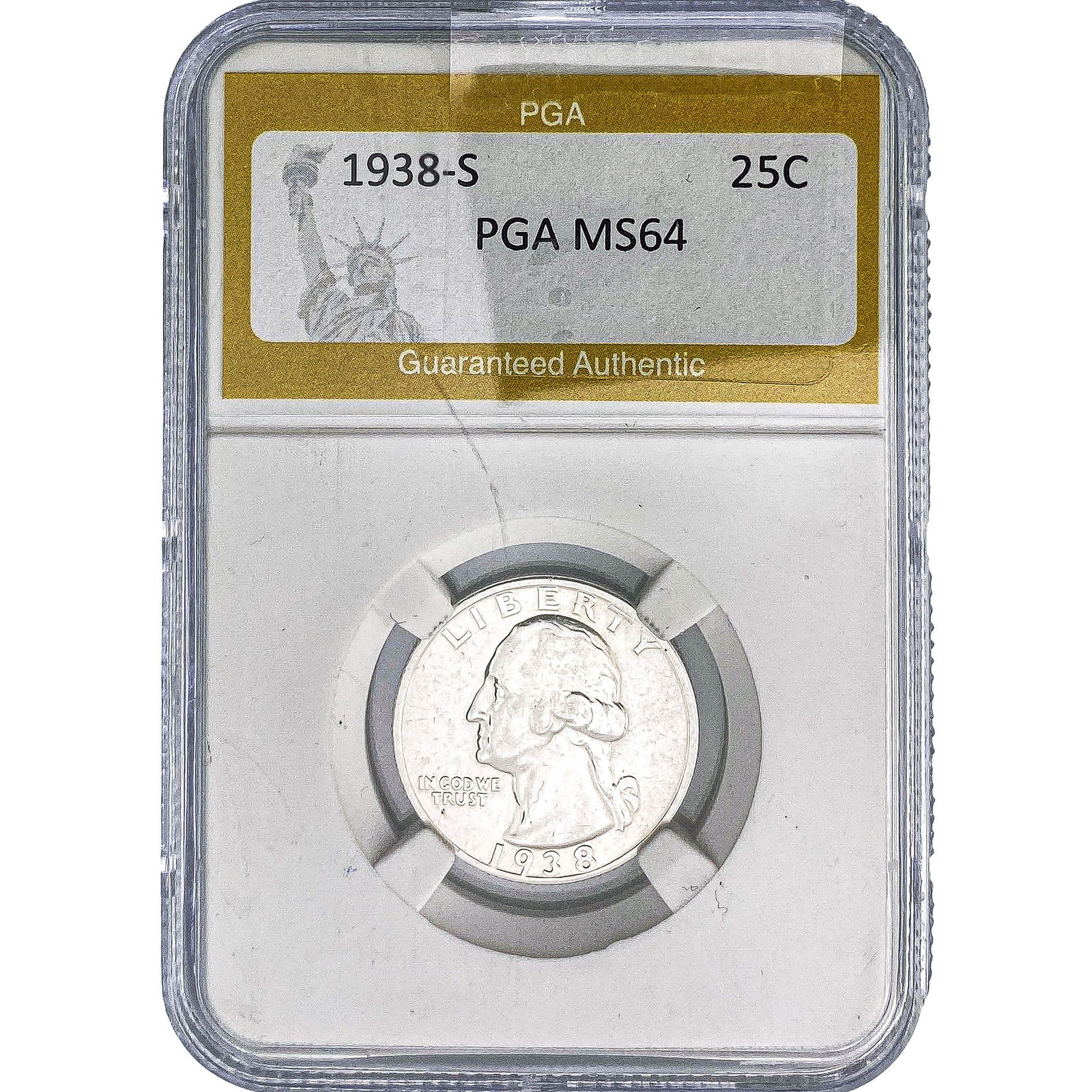 1938-S Washington Silver Quarter PGA MS64: 1938-S Washington Silver Quarter PGA MS64