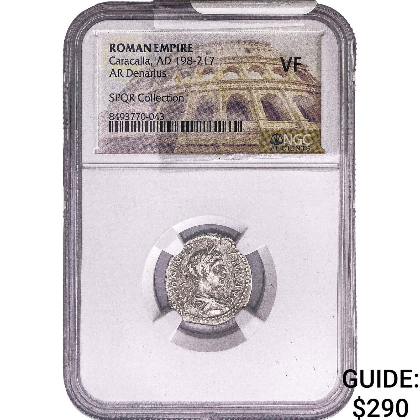 Roman Empire Caracalla 198-217 AD Silver Denarius NGC VF: Roman Empire Caracalla 198-217 AD Silver Denarius NGC VF