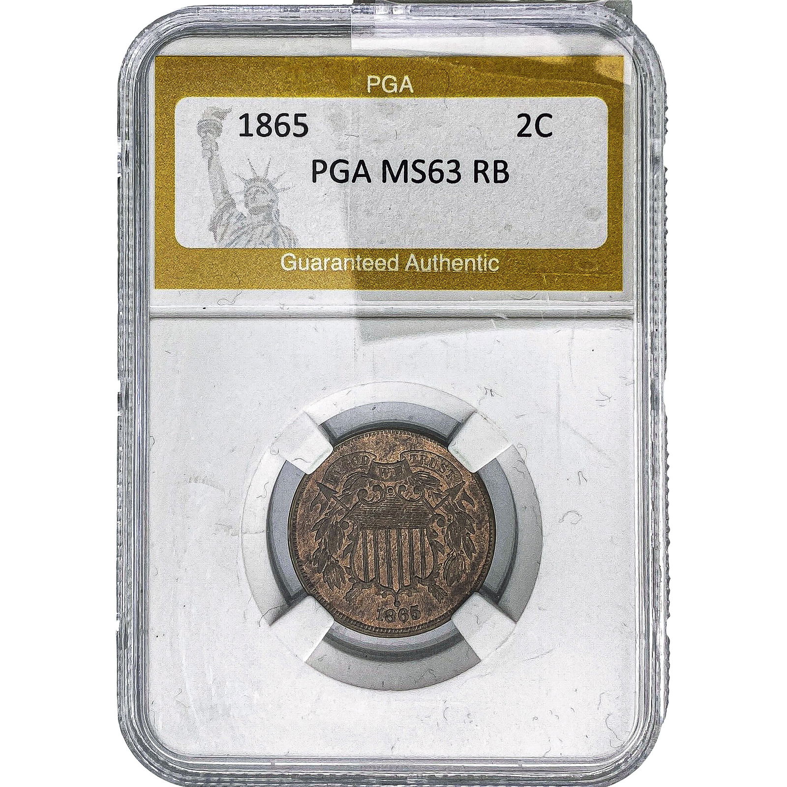 1865 Two Cent Piece PGA MS63 RB (1 of 2)