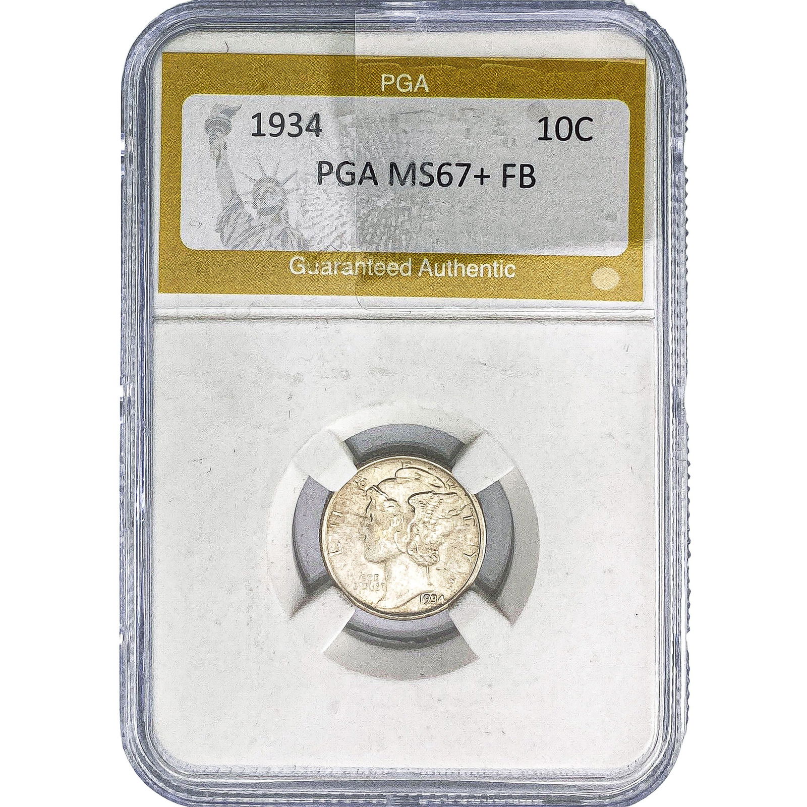 1934 Mercury Silver Dime PGA MS67+ FB: 1934 Mercury Silver Dime PGA MS67+ FB