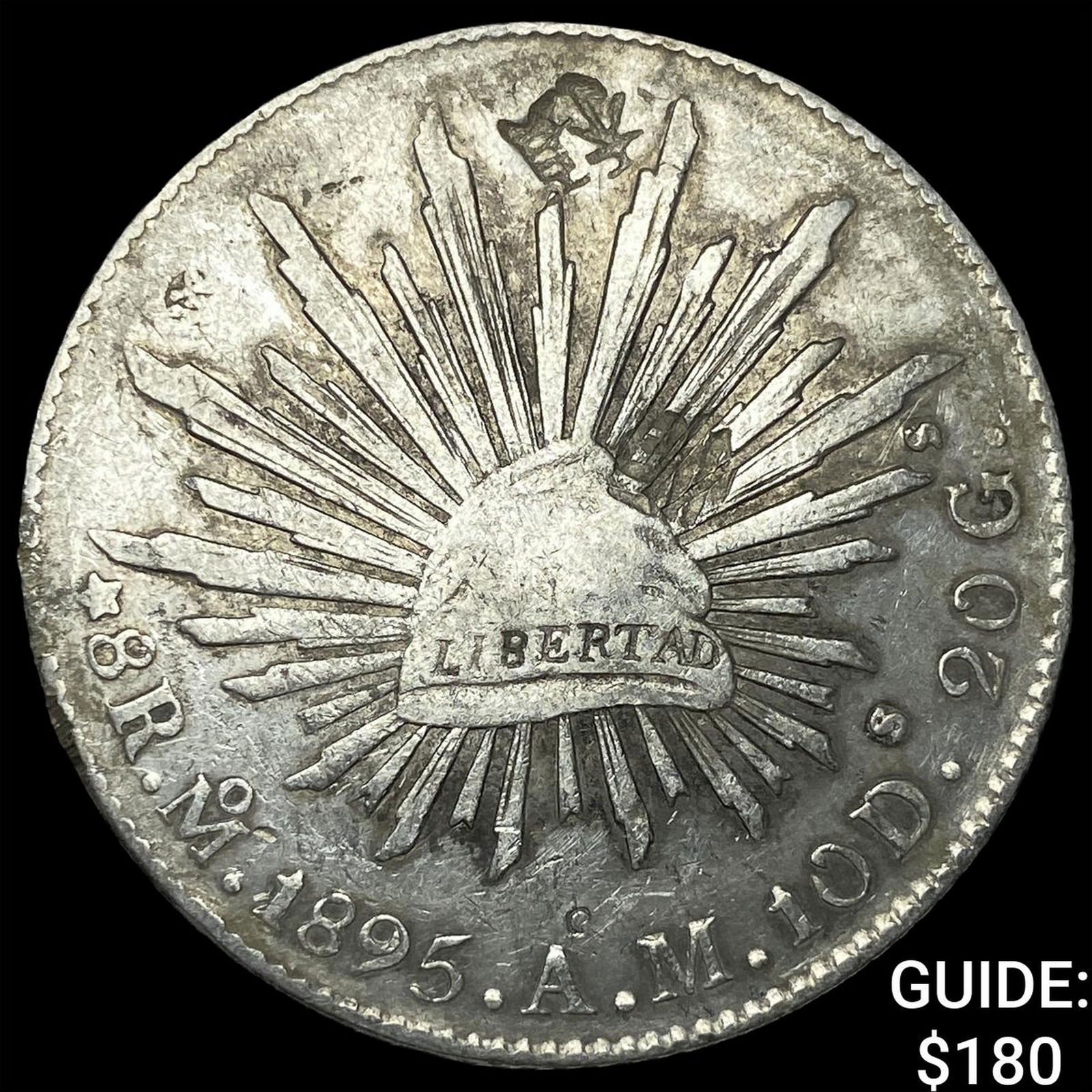 1895 Mexico Silver 1 Peso Punch Marked NEARLY UNCIRCULATED: 1895 Mexico Silver 1 Peso Punch Marked NEARLY UNCIRCULATED