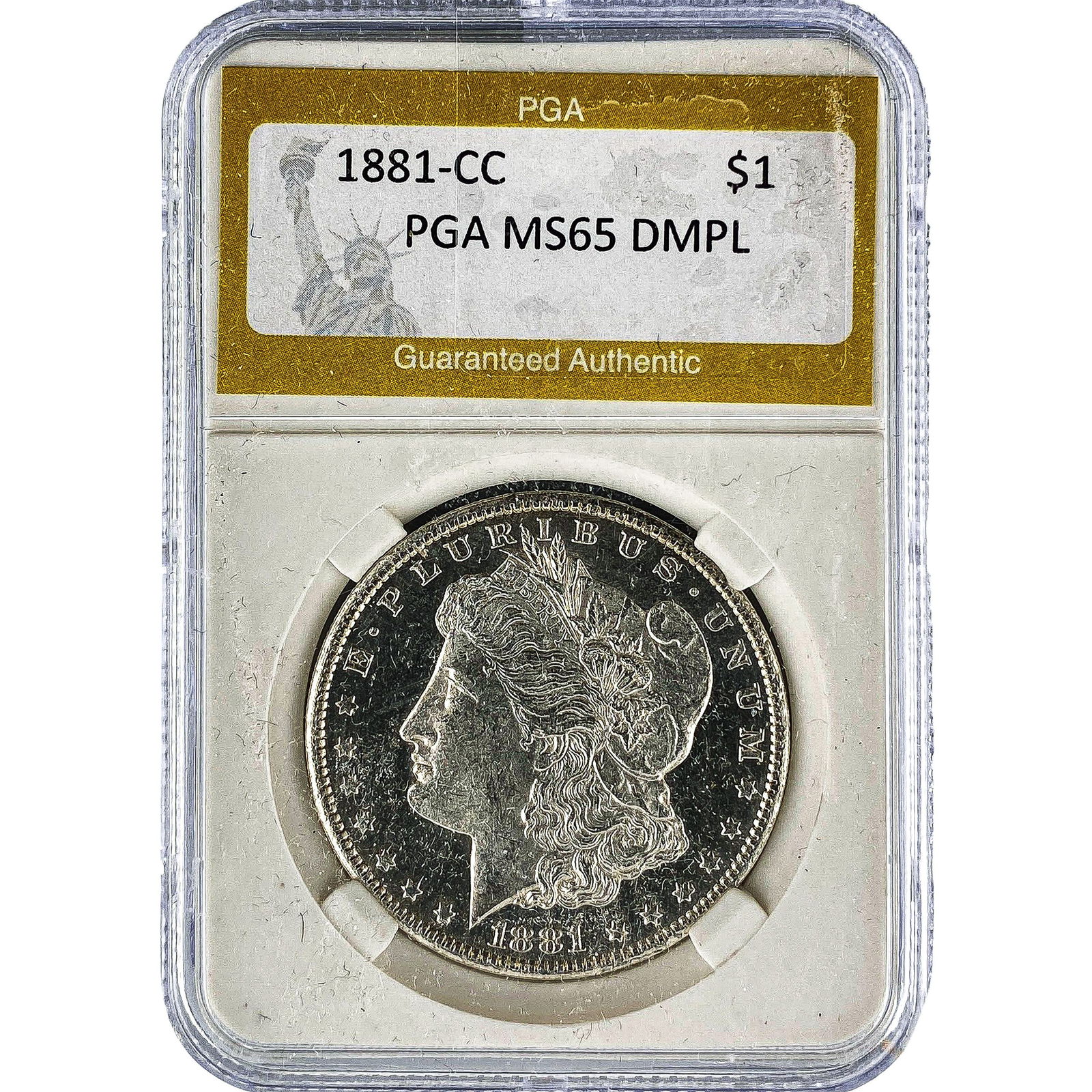 1881-CC Morgan Silver Dollar PGA MS65 DMPL: 1881-CC Morgan Silver Dollar PGA MS65 DMPL