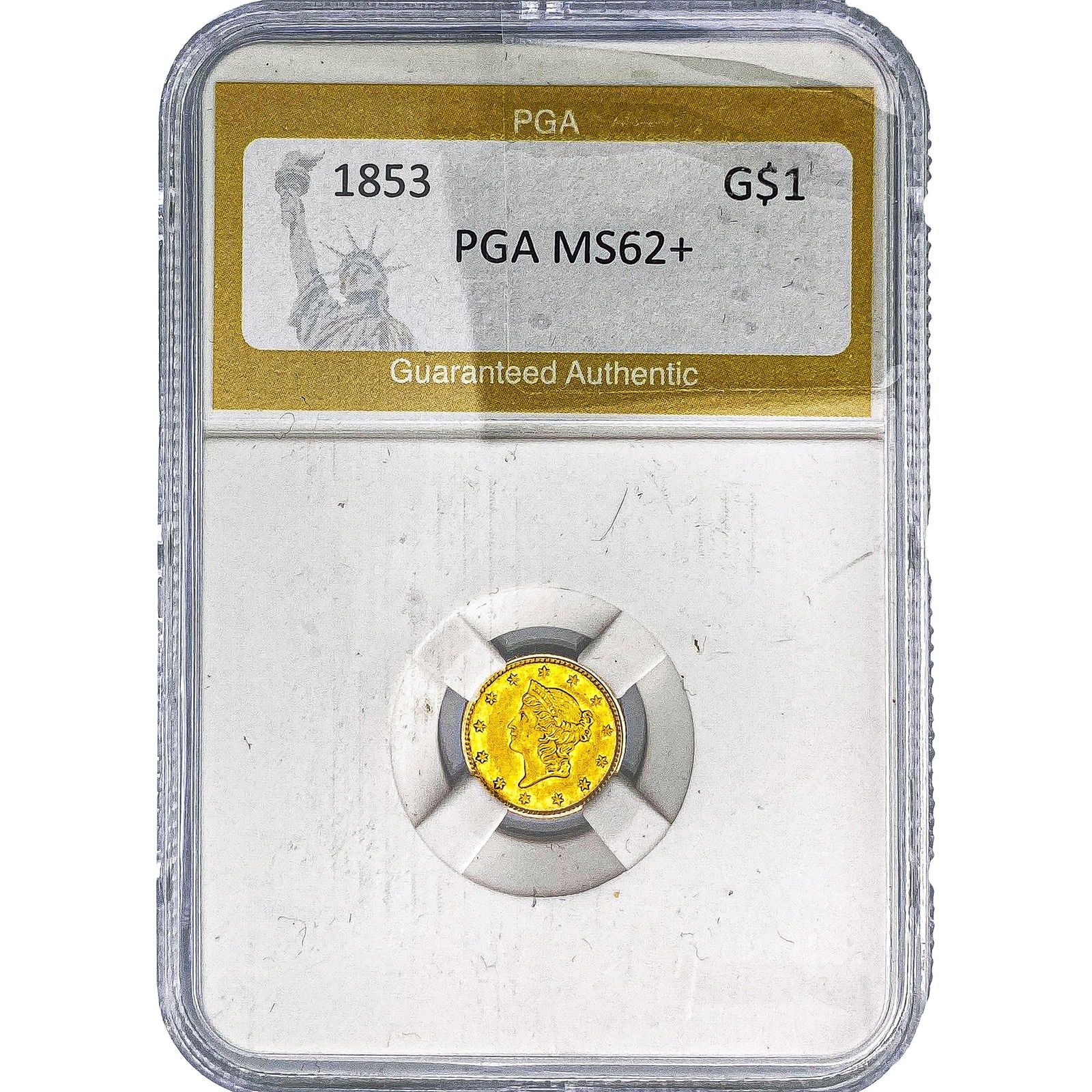 1853 Rare Gold Dollar PGA MS62+: 1853 Rare Gold Dollar PGA MS62+