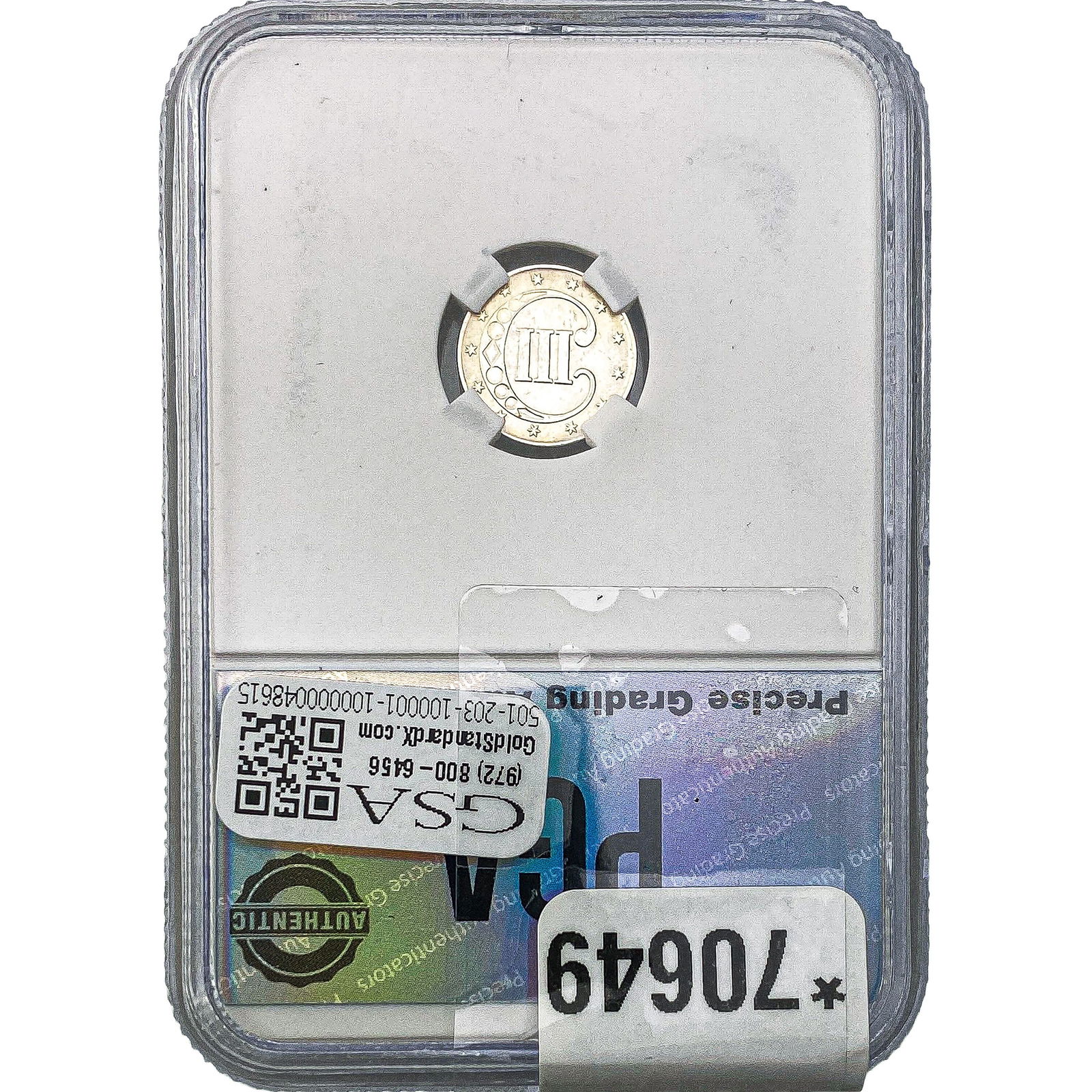 1851 Silver Three Cent PGA MS63 - 2