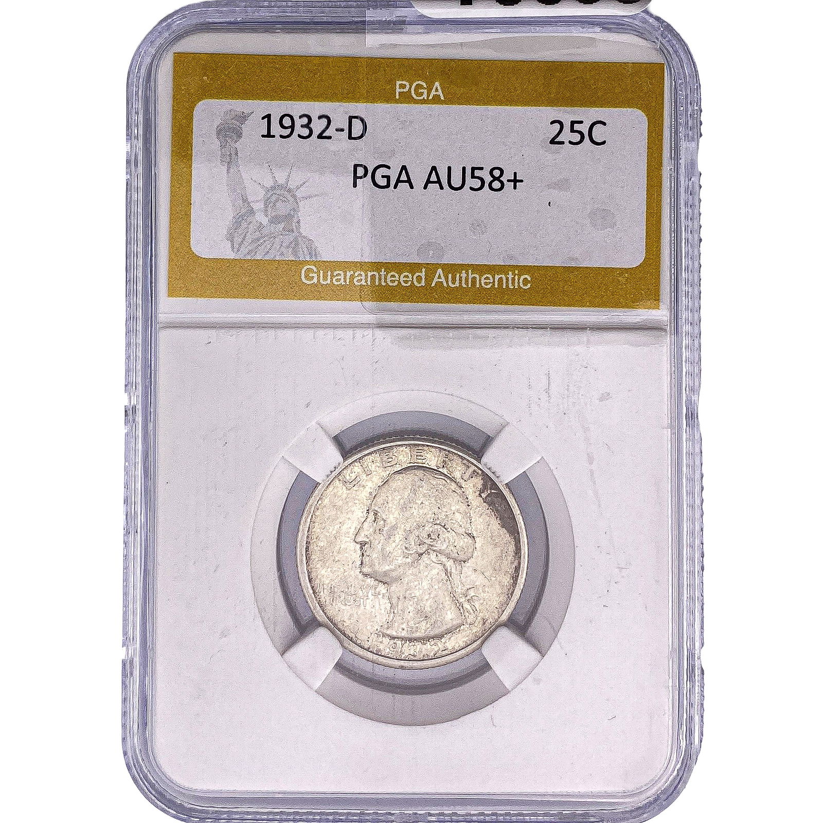 1932-D Washington Silver Quarter PGA AU58+: 1932-D Washington Silver Quarter PGA AU58+