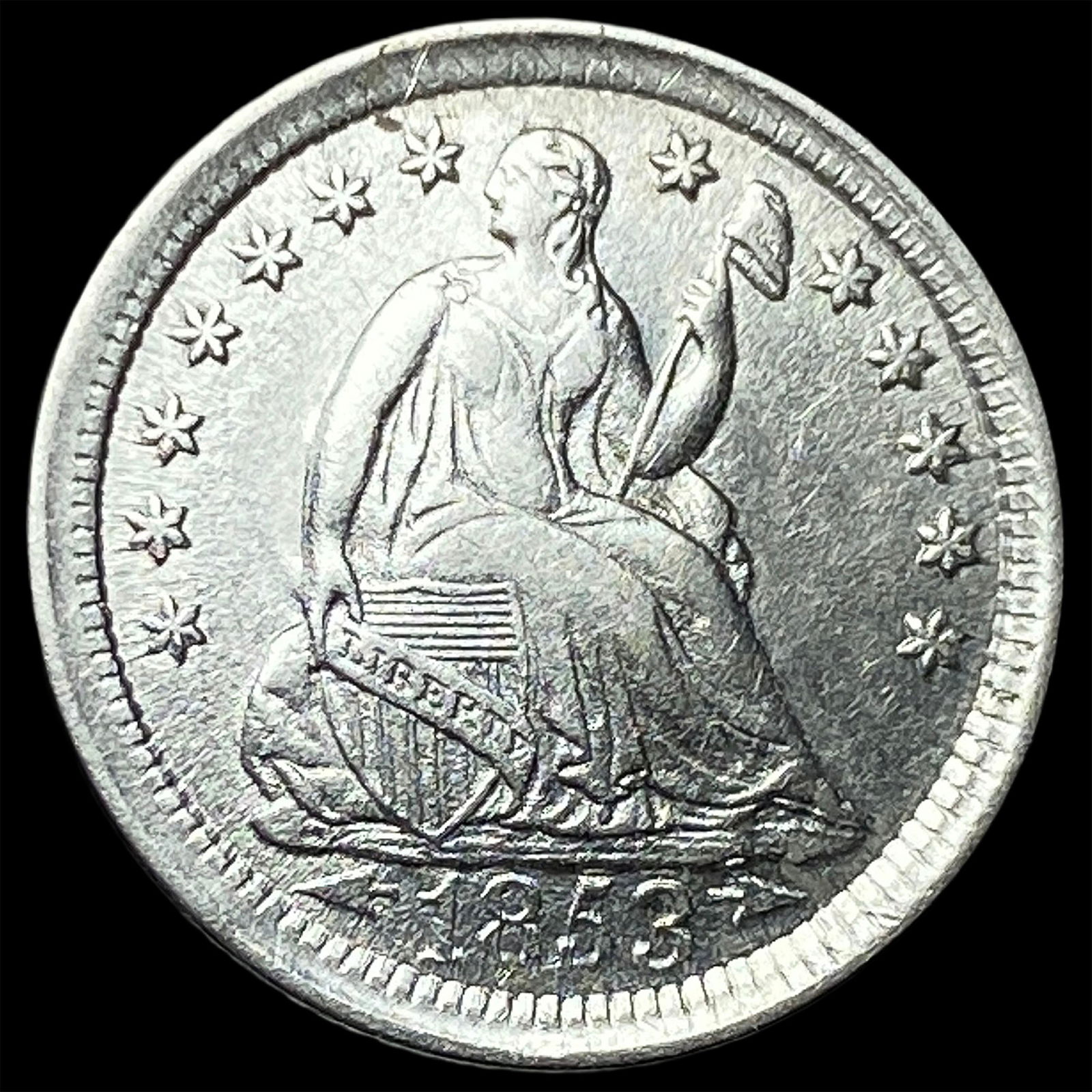 1853 Arrows Silver Seated Liberty Half Dime UNCIRCULATED: 1853 Arrows Silver Seated Liberty Half Dime UNCIRCULATED