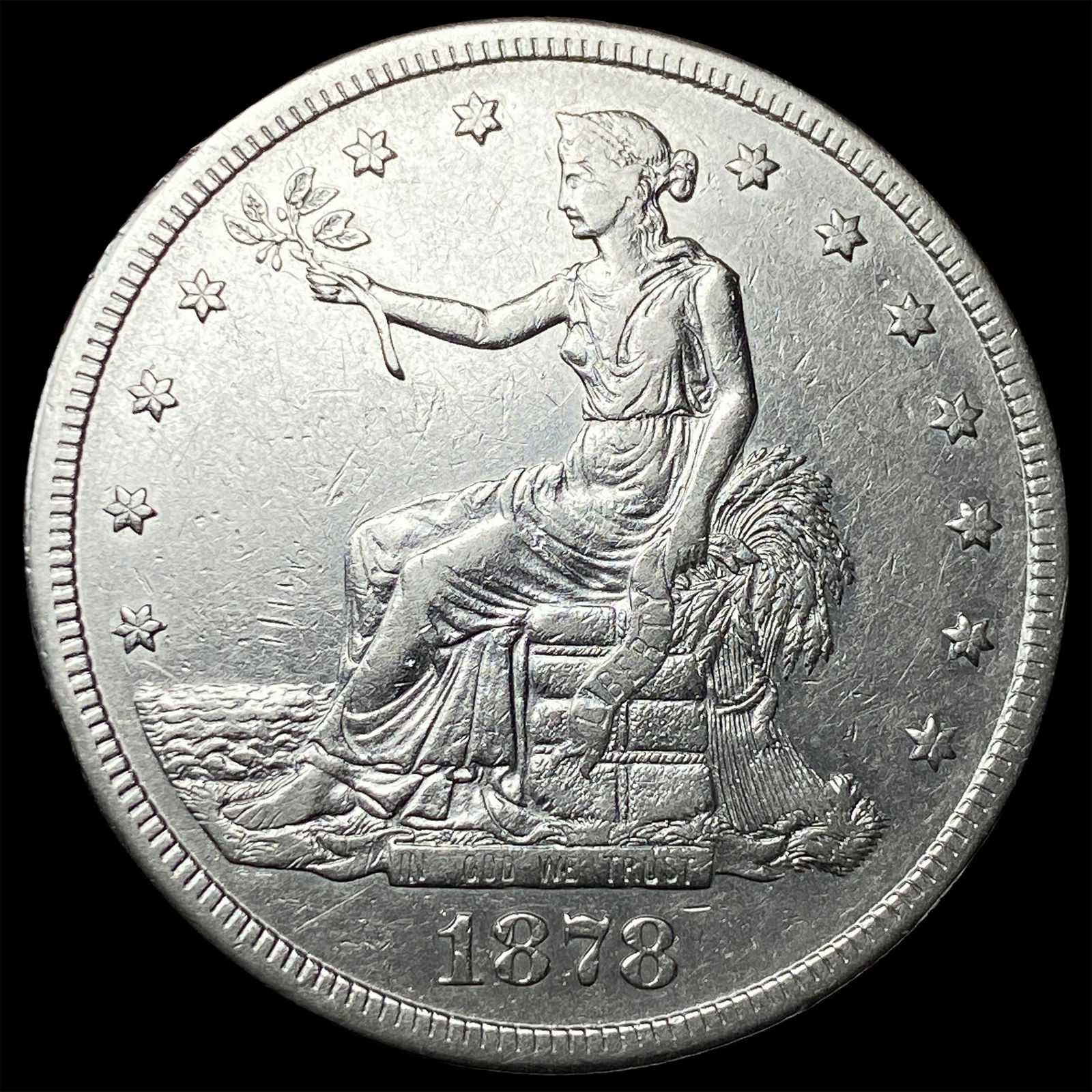 1878-S Silver Trade Dollar NEARLY UNCIRCULATED: 1878-S Silver Trade Dollar NEARLY UNCIRCULATED