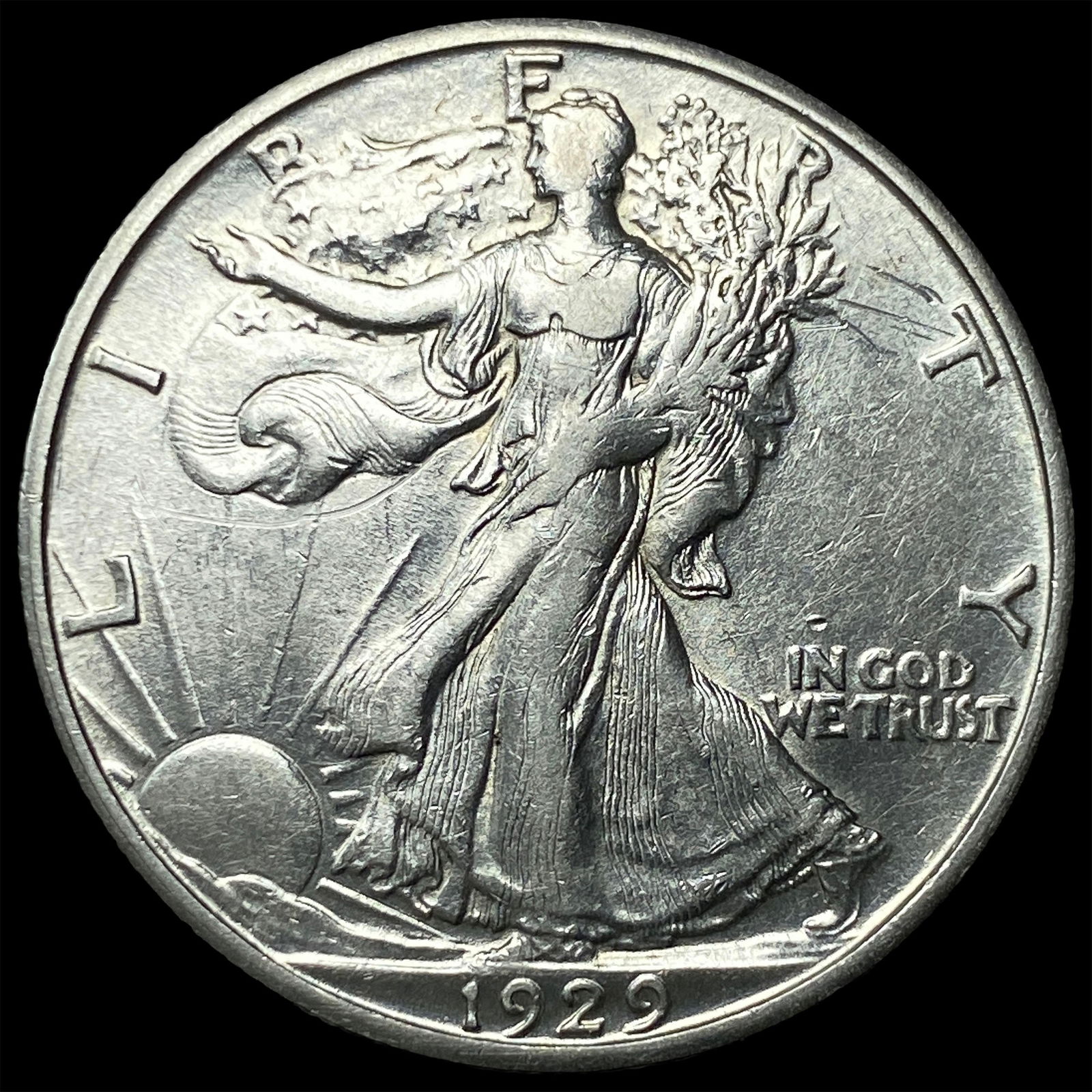 1929-D Silver Walking Liberty Half Dollar CLOSELY UNCIRCULATED: 1929-D Silver Walking Liberty Half Dollar CLOSELY UNCIRCULATED