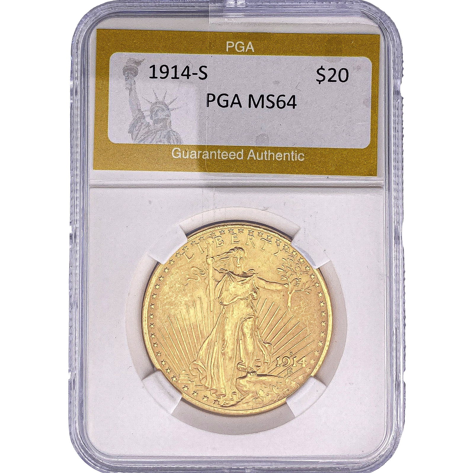 1914-S $20 Gold Double Eagle PGA MS64: 1914-S $20 Gold Double Eagle PGA MS64