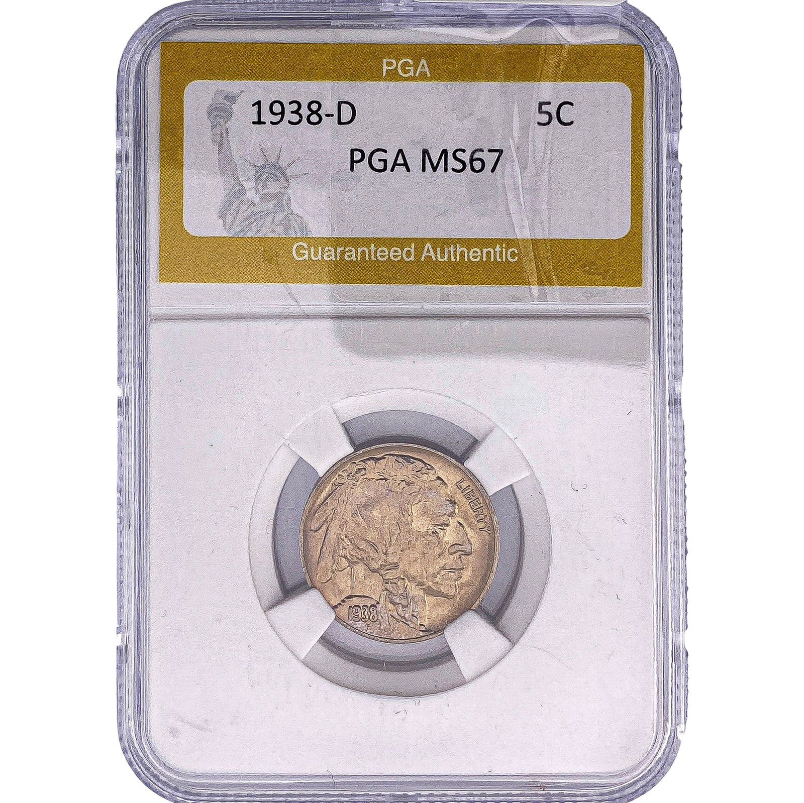 1938-D Buffalo Nickel PGA MS67: 1938-D Buffalo Nickel PGA MS67