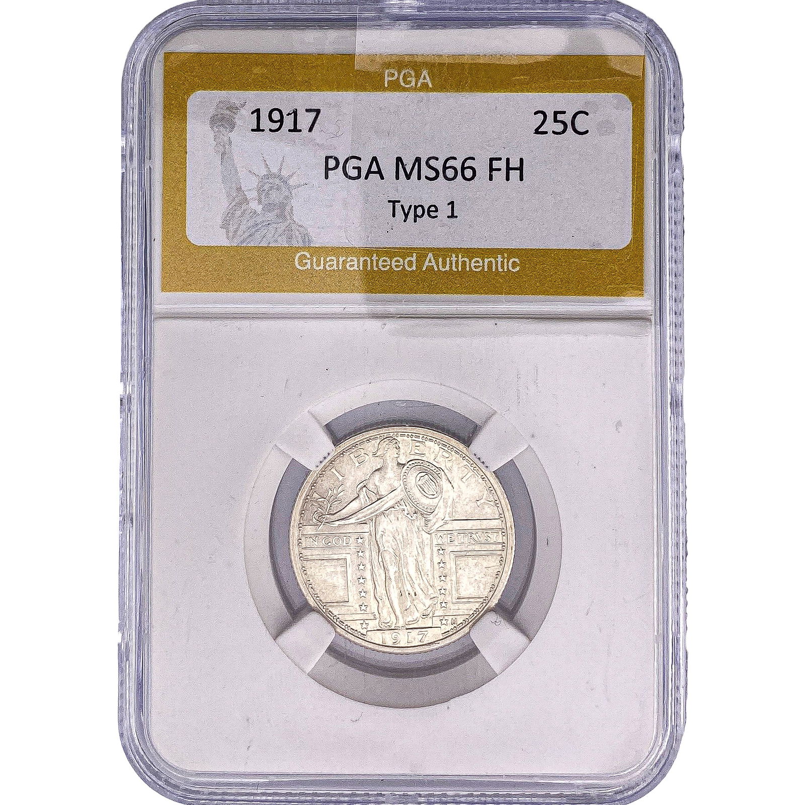1917 Standing Liberty Quarter PGA MS66 FH Type 1: 1917 Standing Liberty Quarter PGA MS66 FH Type 1