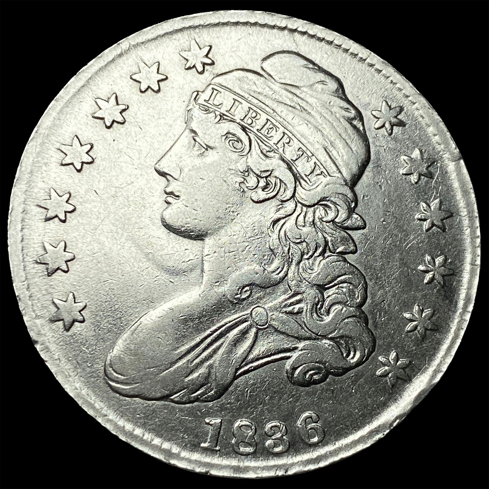 1836 Capped Bust Half Dollar CLOSELY UNCIRCULATED: 1836 Capped Bust Half Dollar CLOSELY UNCIRCULATED