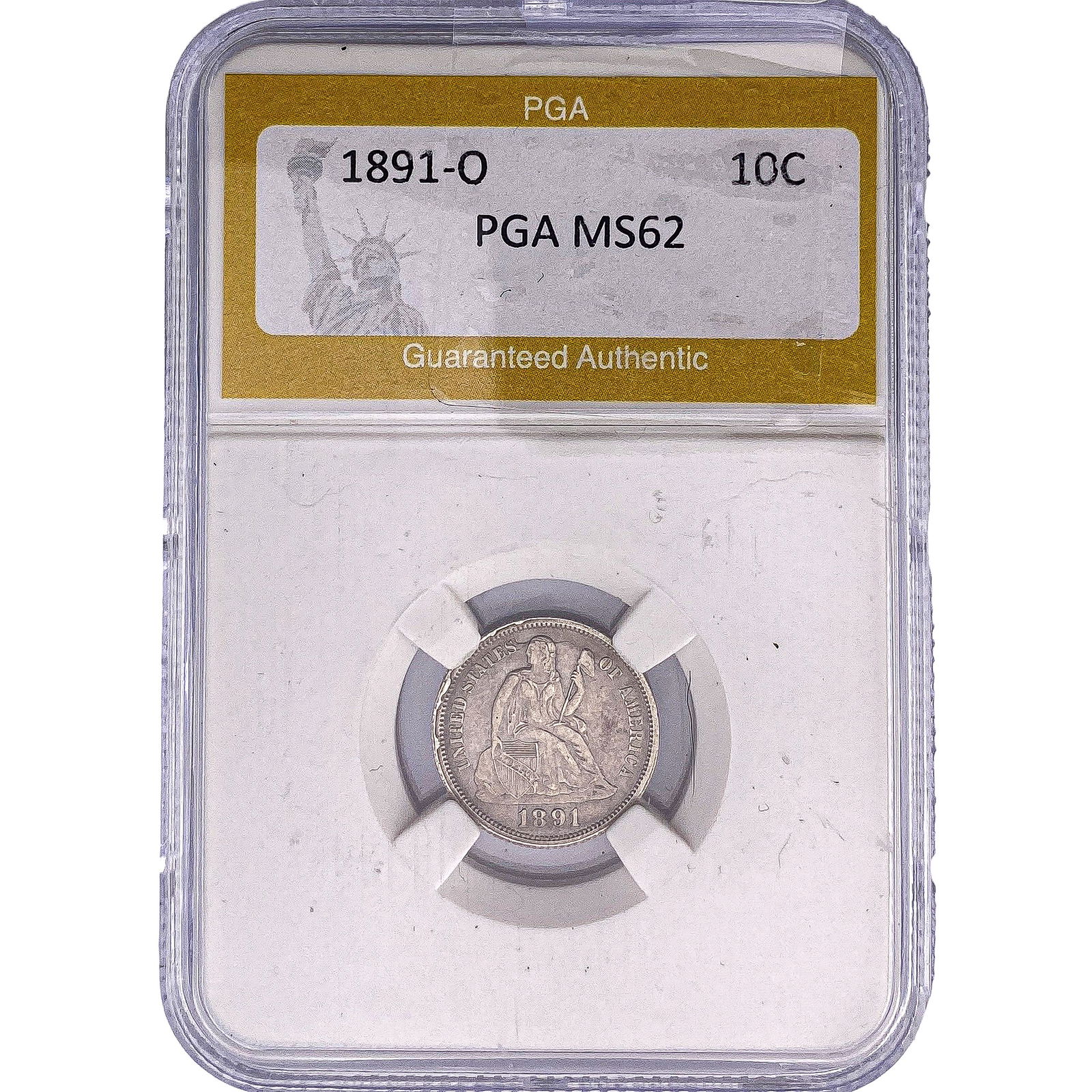 1891-O Seated Liberty Dime PGA MS62: 1891-O Seated Liberty Dime PGA MS62