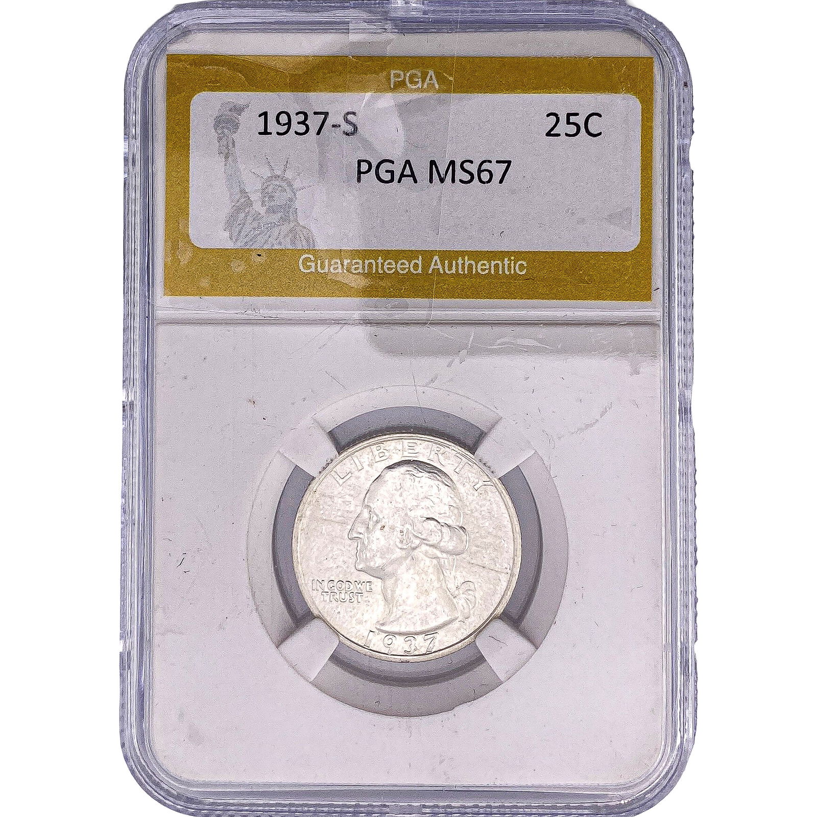 1937-S Washington Silver Quarter PGA MS67: 1937-S Washington Silver Quarter PGA MS67