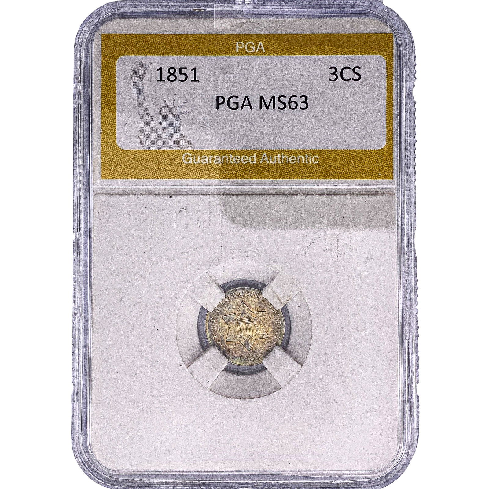 1851 Silver Three Cent PGA MS63: 1851 Silver Three Cent PGA MS63