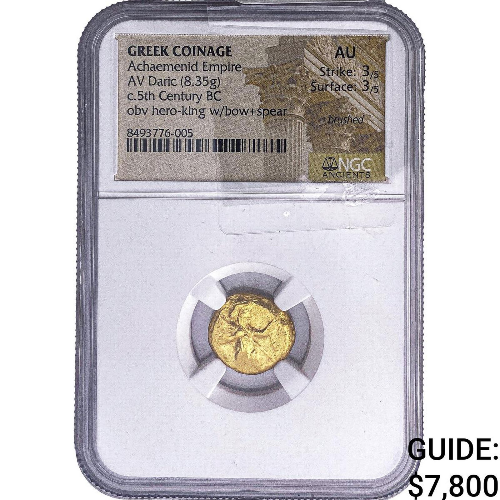 Achaemenid Empire 5th Century BC Gold Daric NGC AU Brushed: Achaemenid Empire 5th Century BC Gold Daric NGC AU Brushed