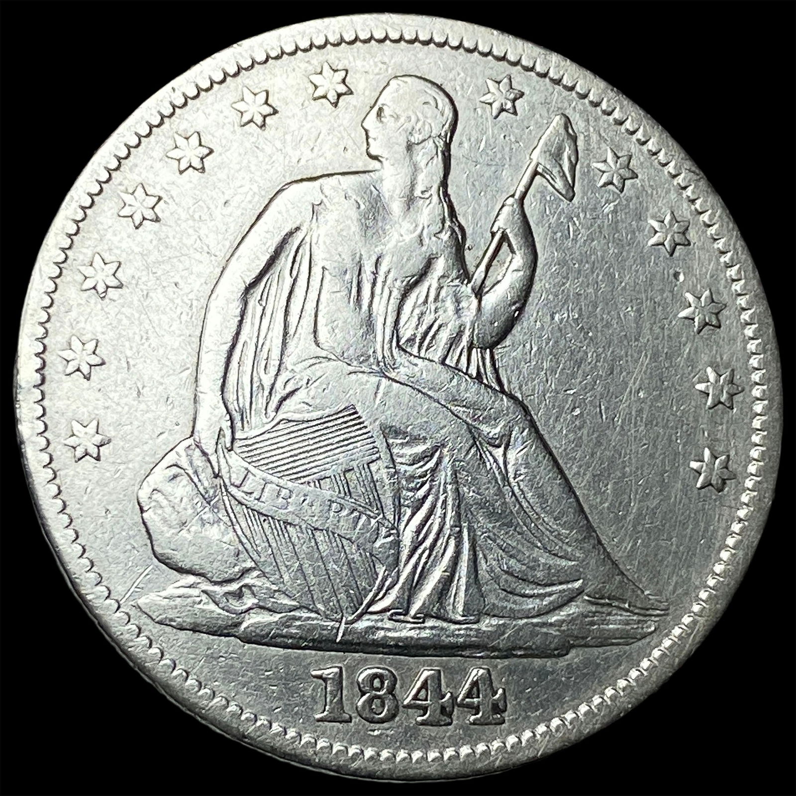1844 Silver Seated Liberty Half Dollar NEARLY UNCIRCULATED (1 of 2)