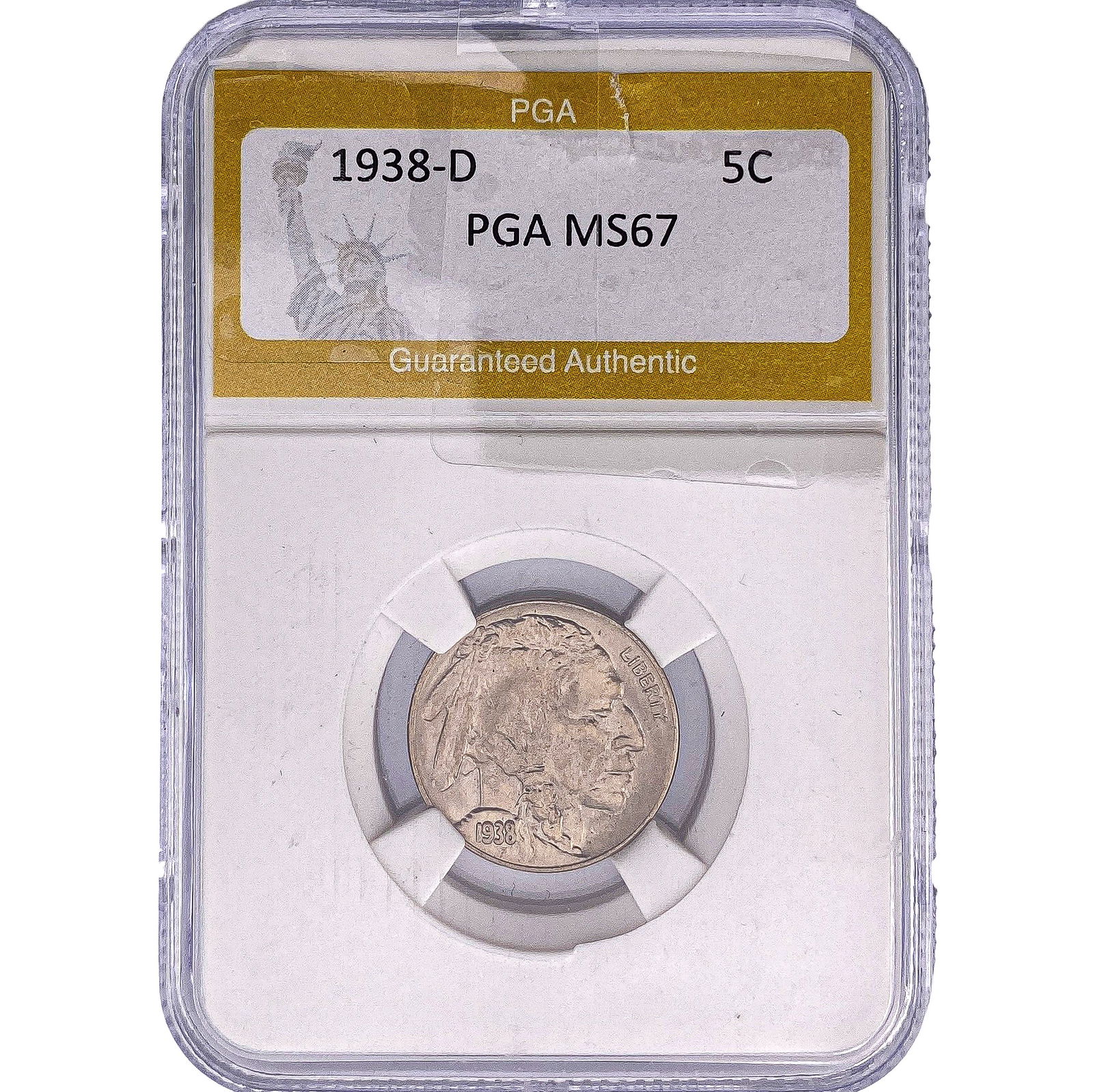 1938-D Buffalo Nickel PGA MS67: 1938-D Buffalo Nickel PGA MS67