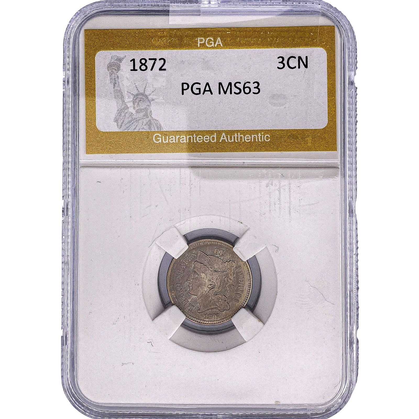1872 Nickel Three Cent PGA MS63: 1872 Nickel Three Cent PGA MS63