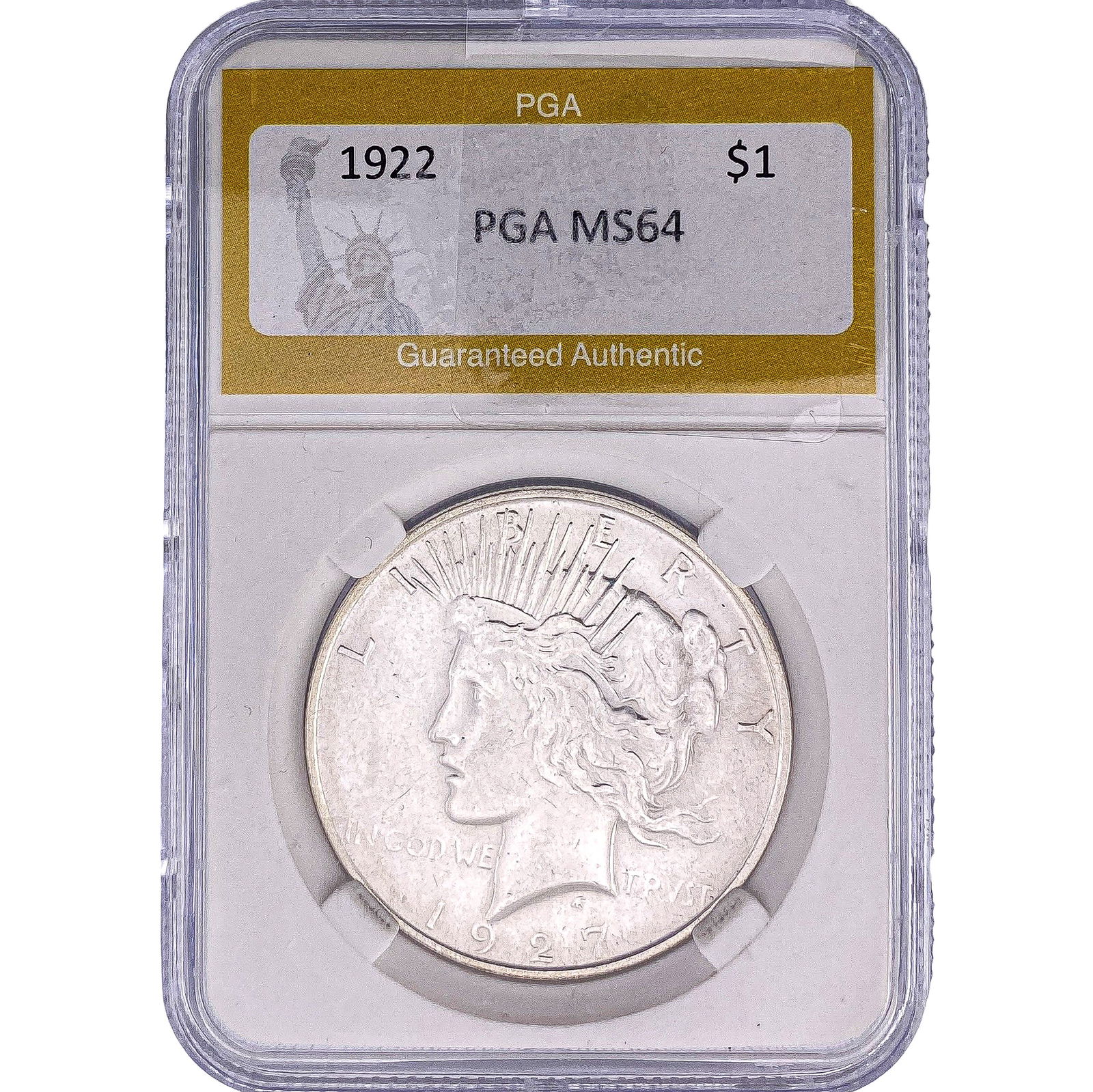 1922 Silver Peace Dollar PGA MS64: 1922 Silver Peace Dollar PGA MS64