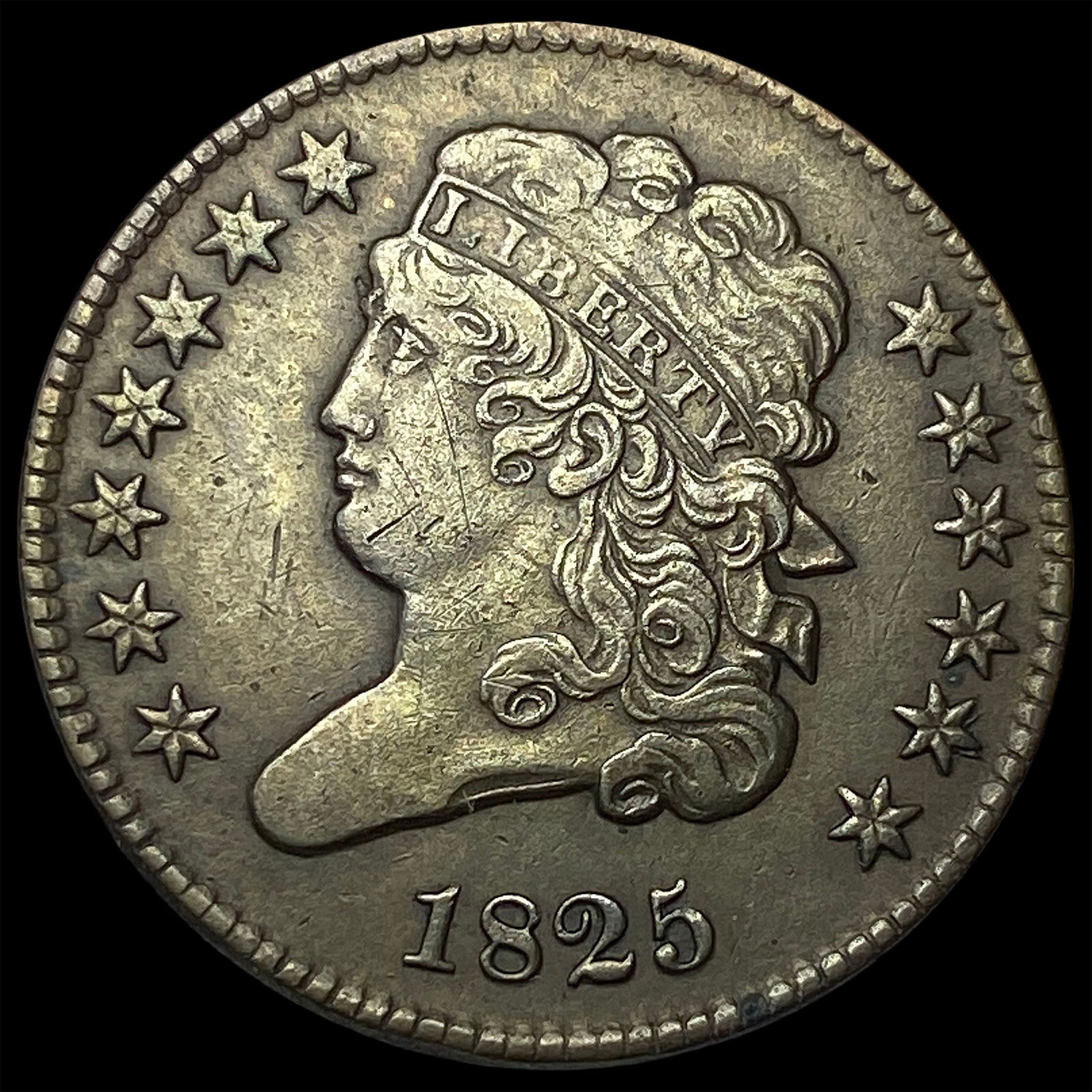 1825 Copper Half Cent NEARLY UNCIRCULATED: 1825 Copper Half Cent NEARLY UNCIRCULATED