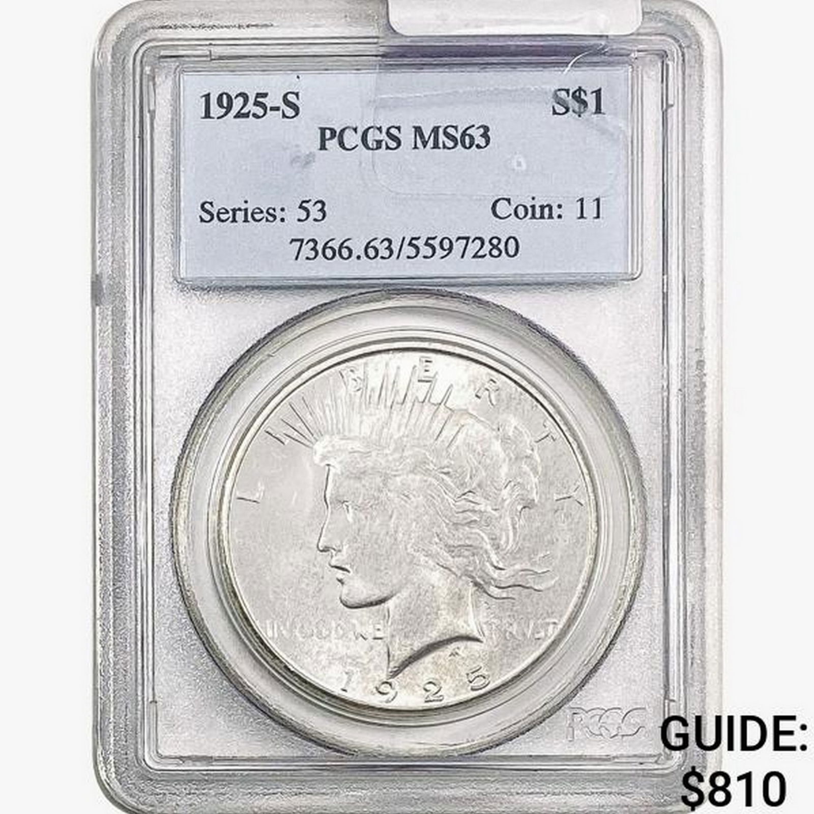 1925-S Silver Peace Dollar PCGS MS63 (1 of 2)